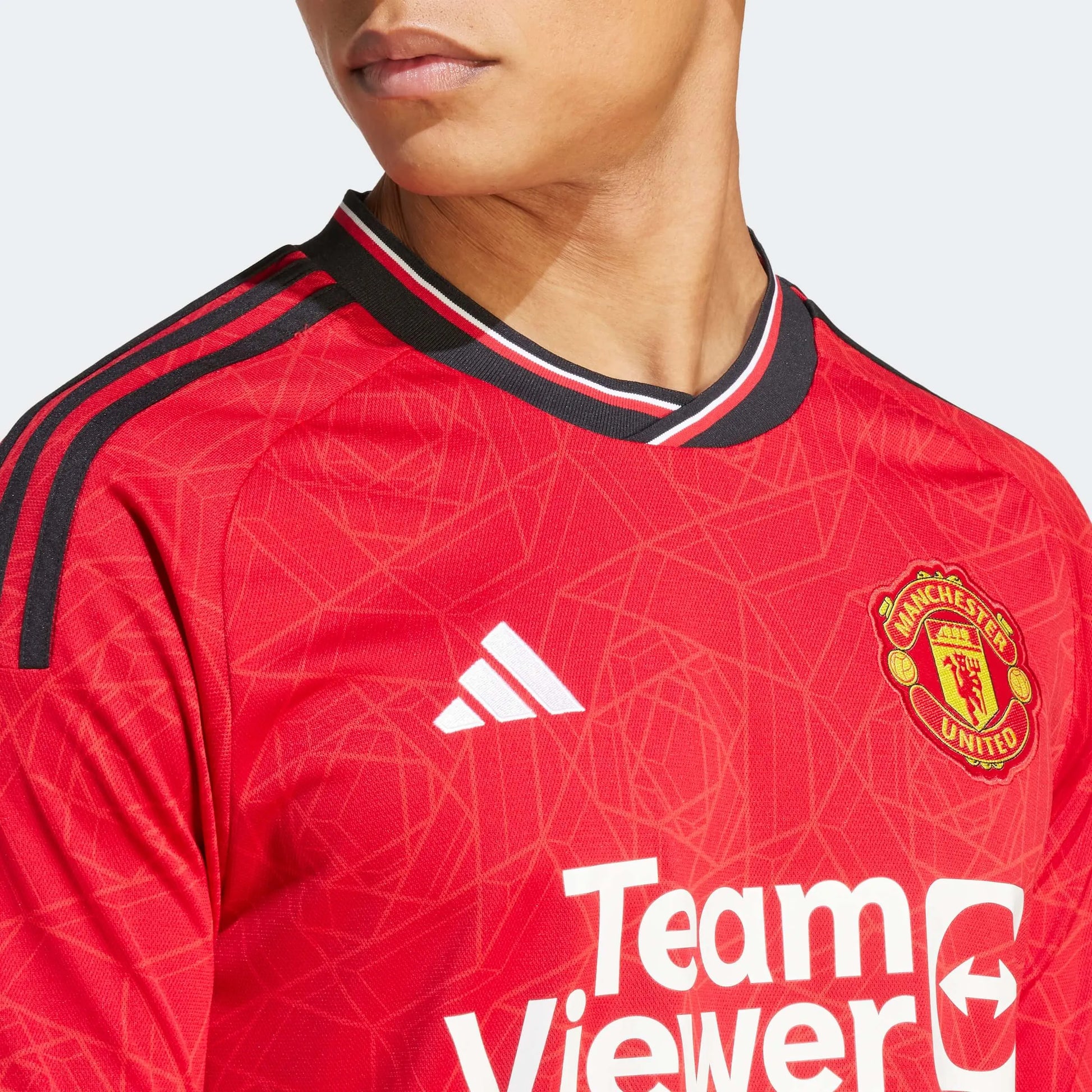 adidas 2023-24 Manchester United Men's Stadium Home Long-Sleeve Jersey (Detail 2)
