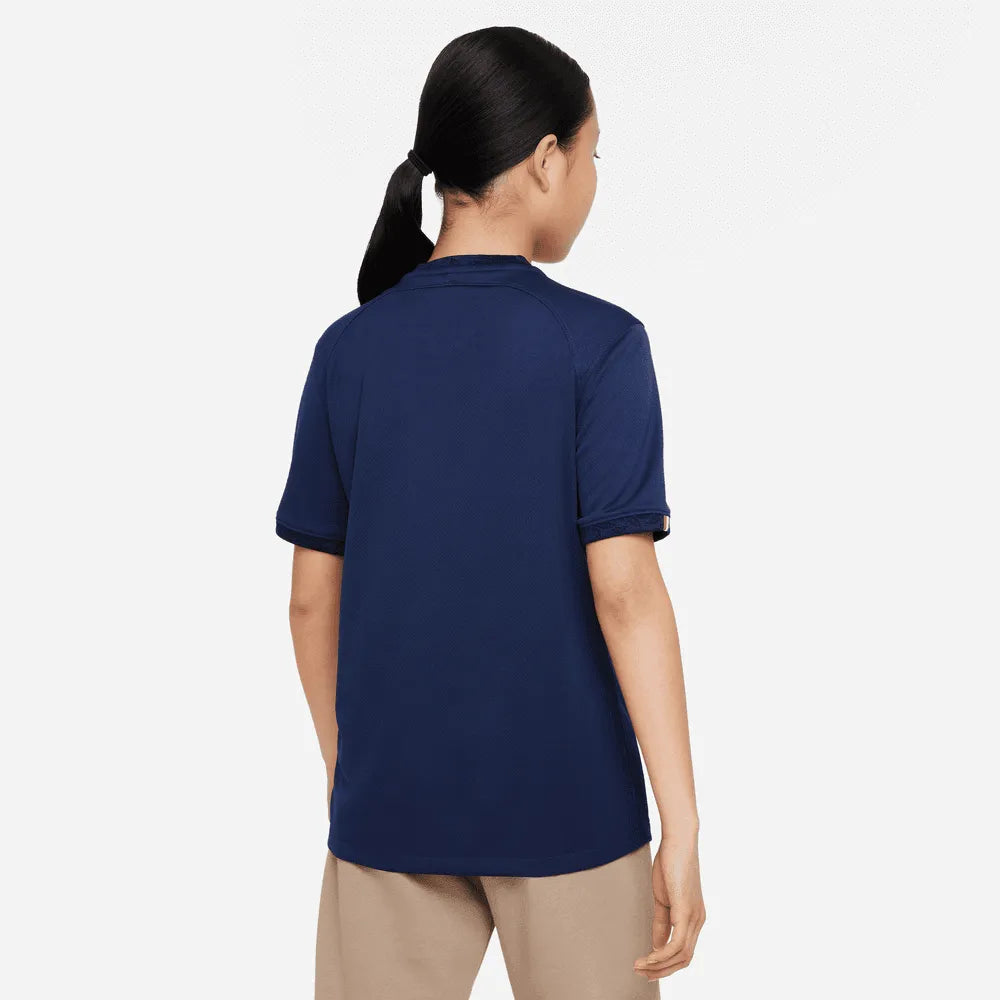 Nike 2022-23 France Youth Home Jersey - Midnight Navy-Metallic Gold (Model - Back)