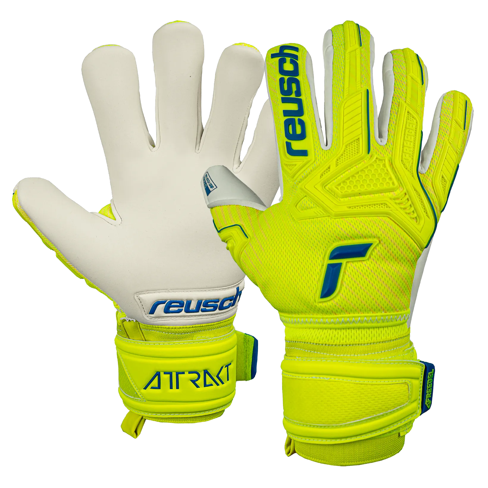Reusch JR Attrakt Freegel Gold FS - Volt-Blue-White (Pair)