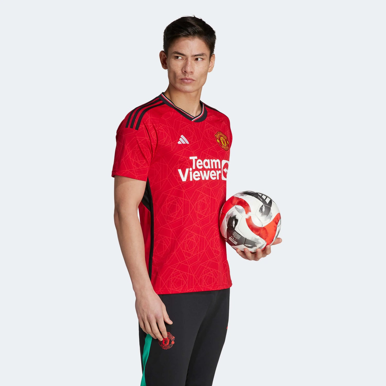 adidas 2023-24 Manchester United Men's Stadium Home Jersey (Model - Side)