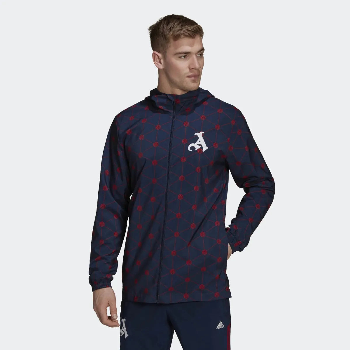 adidas 22-23 Arsenal Windbreaker - Navy-Scarlet (Model - Front)