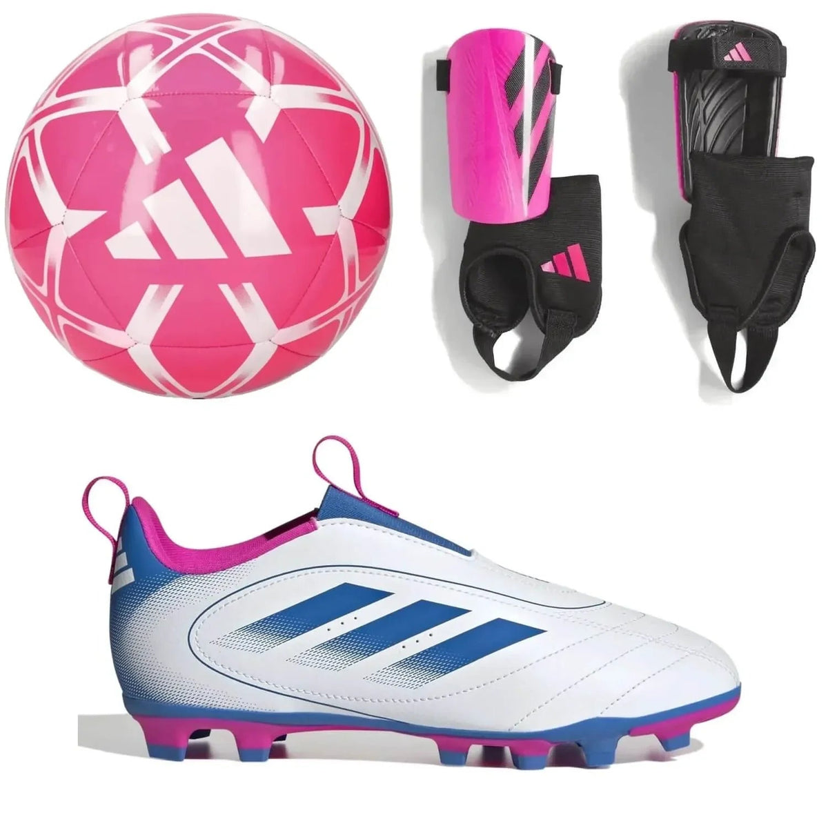 adidas Kid's Goletto IX Laceless FG/Shin Guards/Ball Bundle