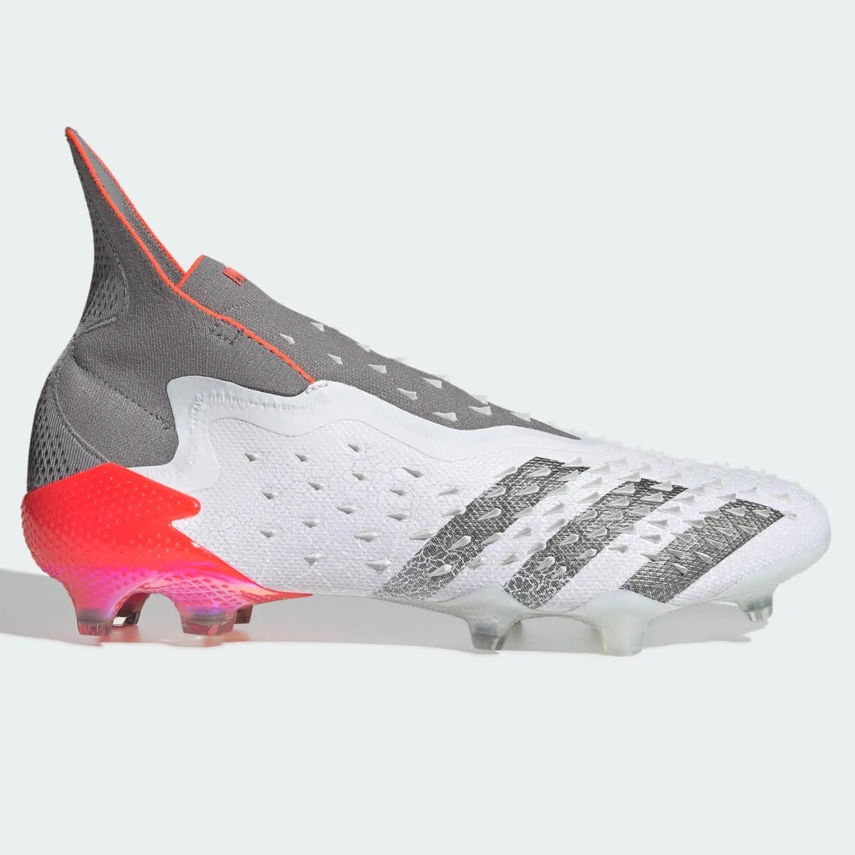 Adidas Predator Freak + FG - White-Grey-Solar Red Soccer Cleats Adidas Predator Freak + FG - White-Grey-Solar Red Soccer Cleats