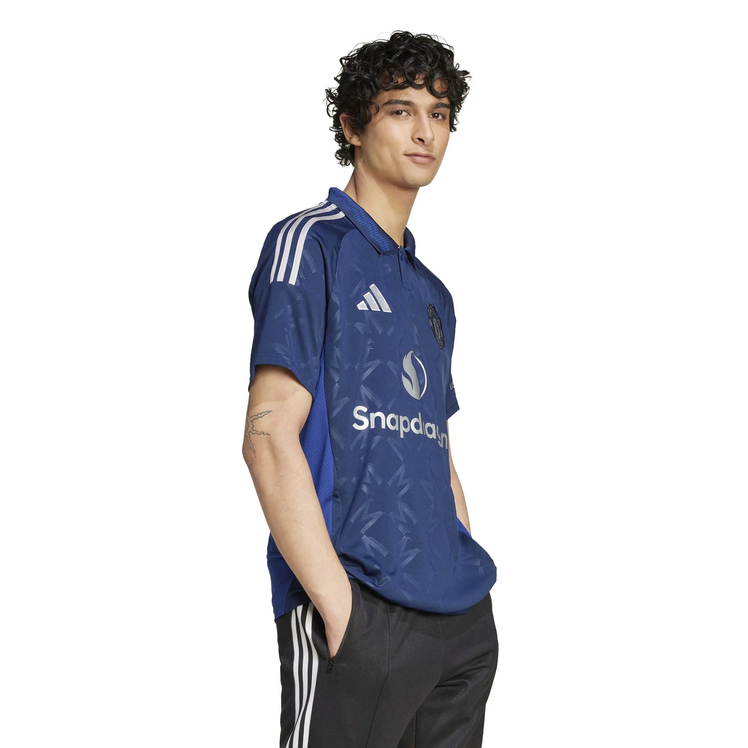 adidas 2024-25 Manchester United Men's Stadium Away Jersey (Model - Side)