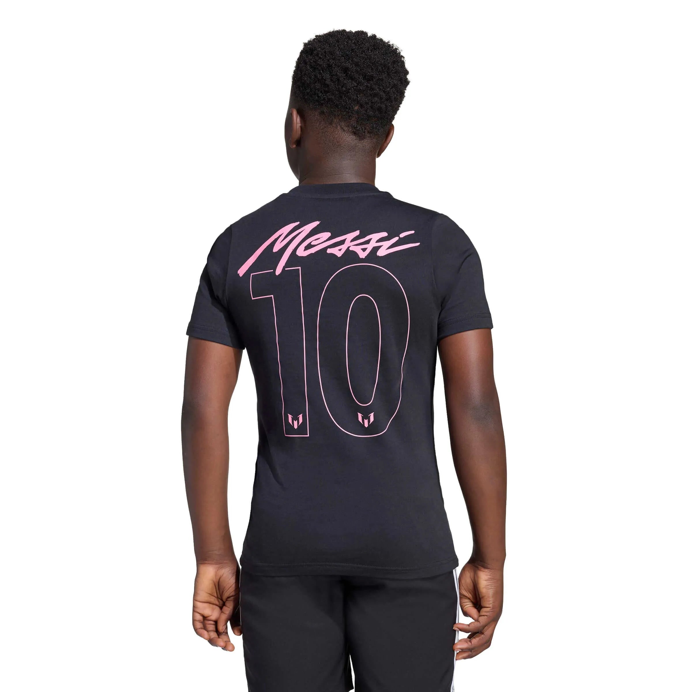 adidas 2025-26 Messi Youth Name And Number Graphic Tee Black (Model - Back)