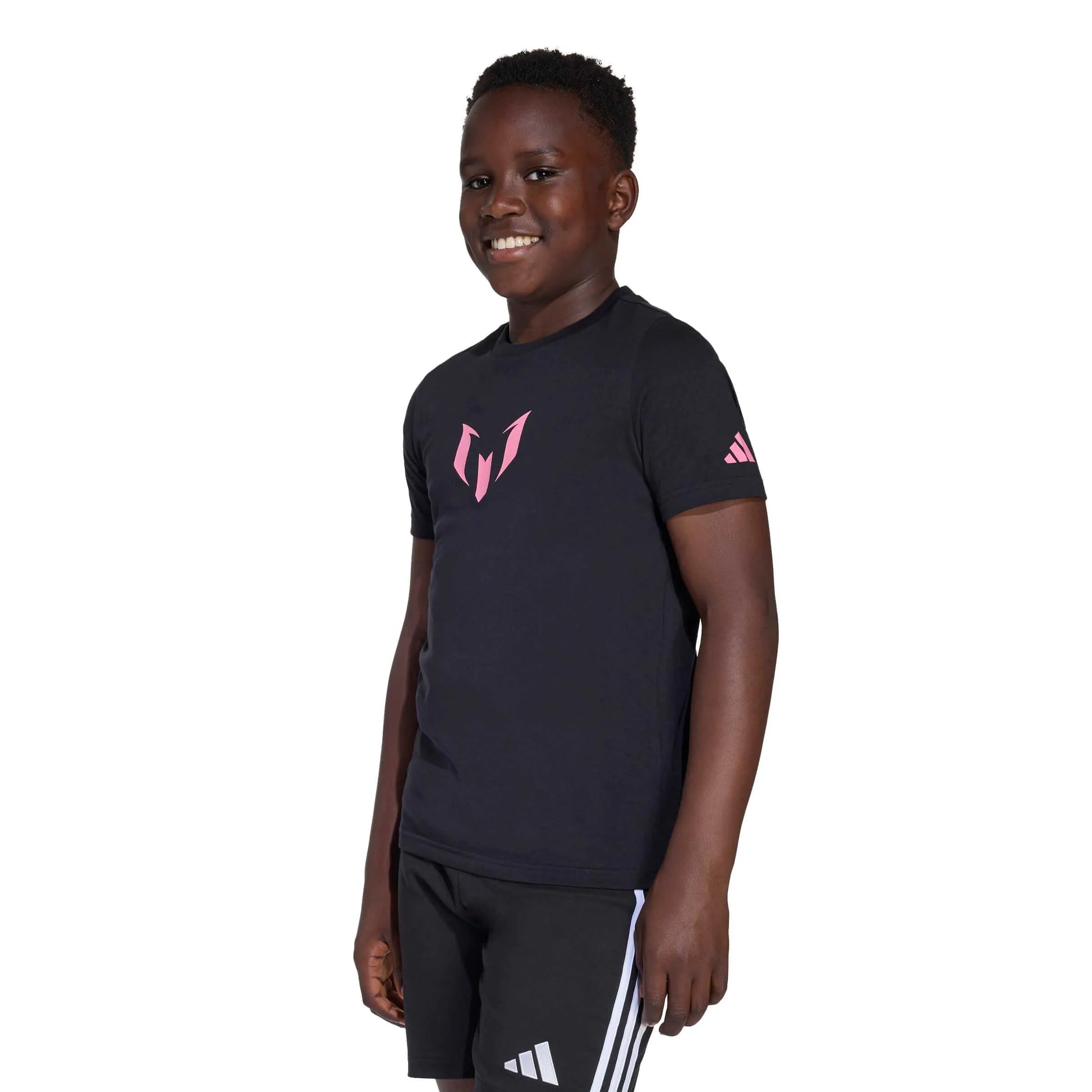 adidas 2025-26 Messi Youth Name And Number Graphic Tee Black (Model - Front)