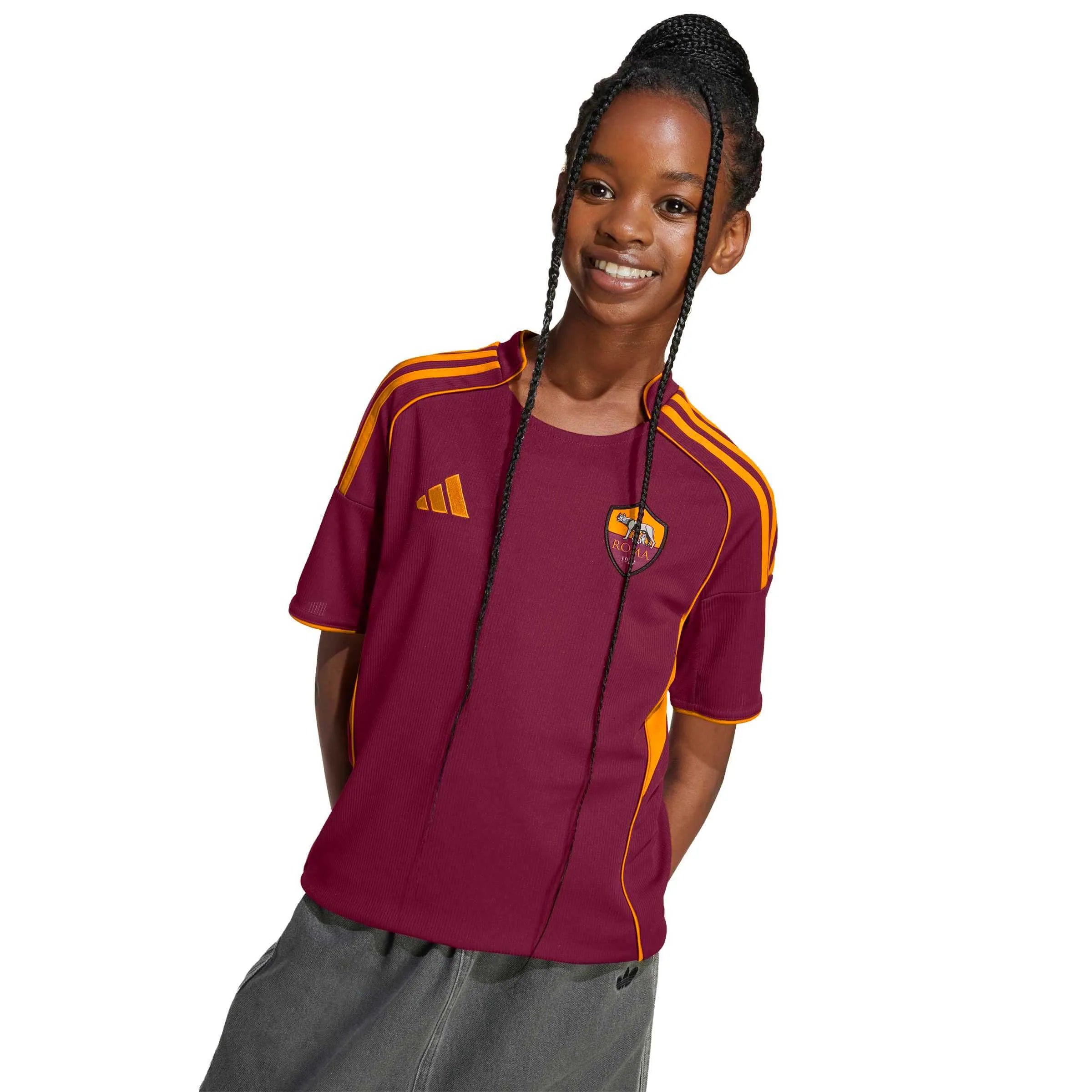 adidas 2025-26 Roma Youth Stadium Home Soccer Jersey (Detail 1)