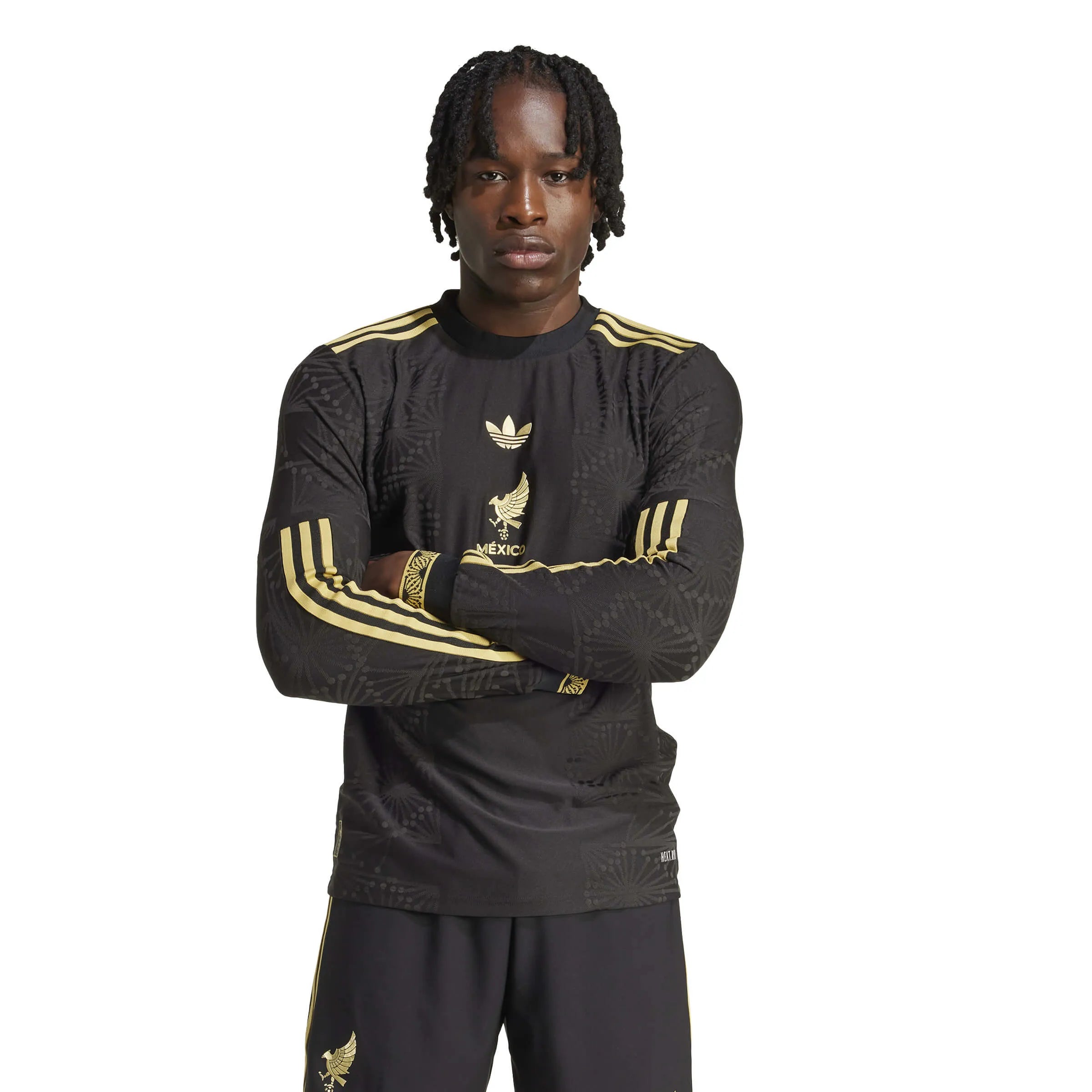 adidas 2025 Mexico Men's De Oro Authentic Long-Sleeve Soccer Jersey (Model - Front)