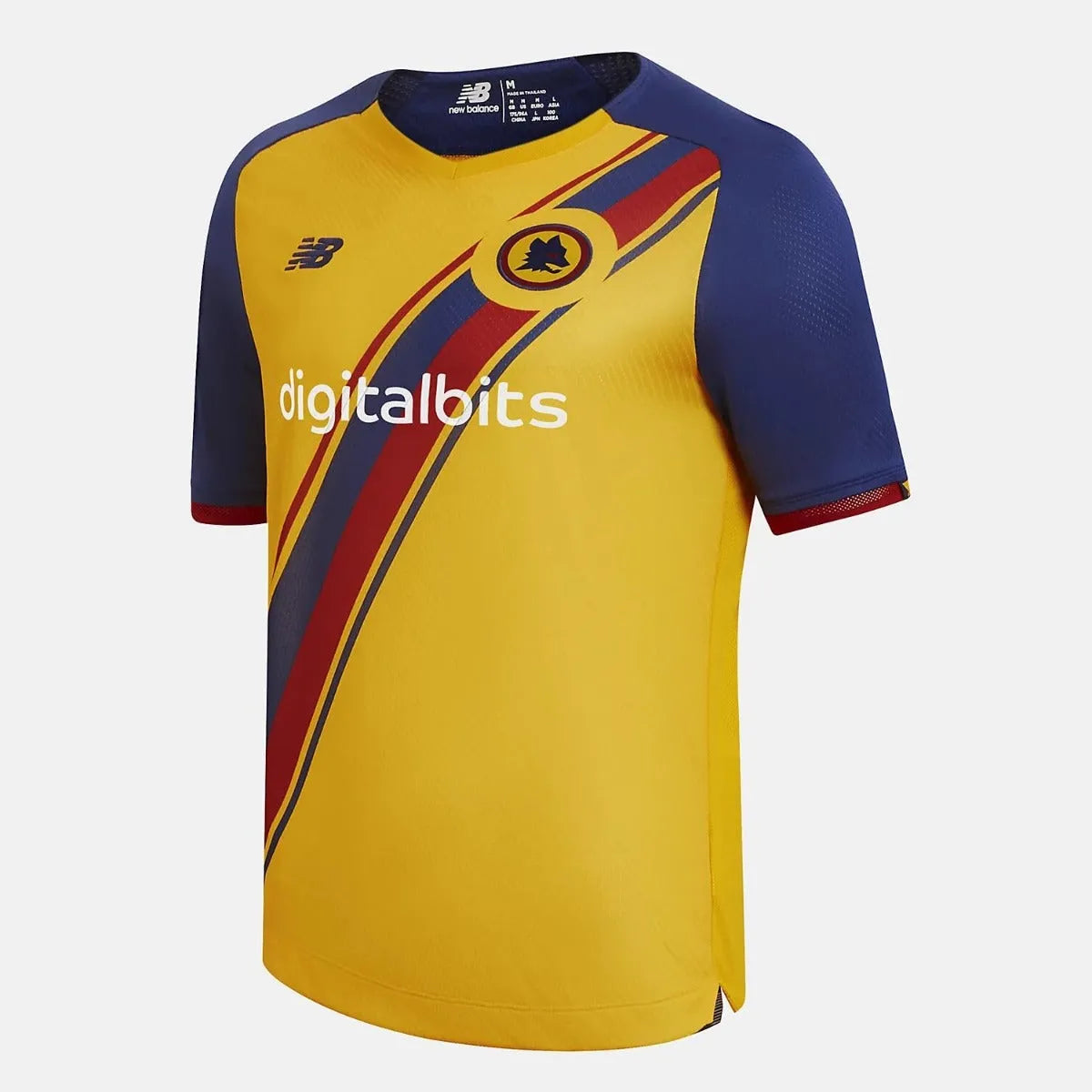 New Balance 2021-22 Roma Third Jersey - Yellow-Navy (Front)