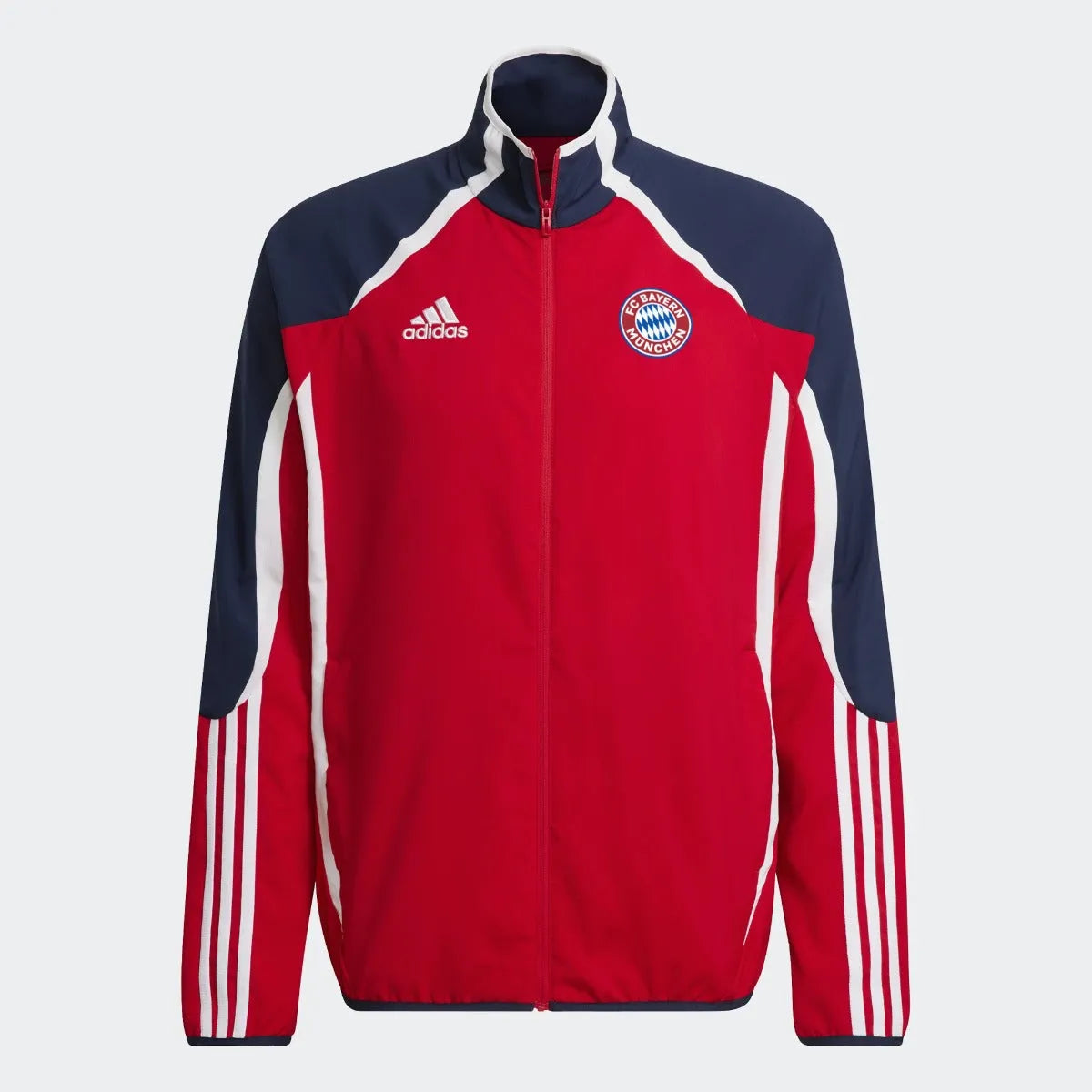 adidas 21-22 FC Bayern Munich Teamgeist Woven Jacket - True Red-Indigo (Front)