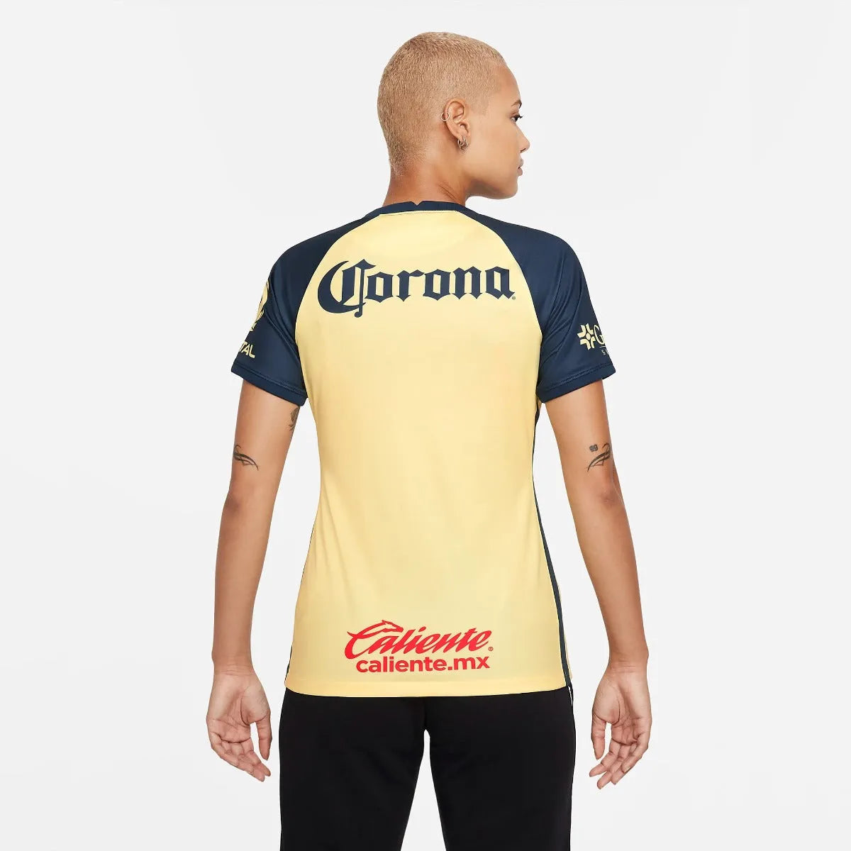 Nike 2021-22 Club America Women Home Jersey - Yellow-Armory Navy (Model - Back)