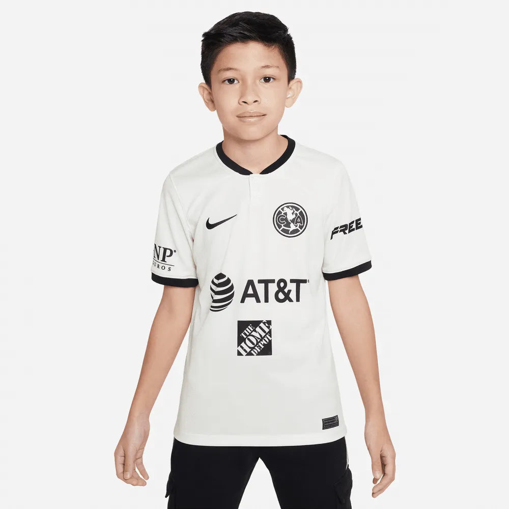 Nike 2022-23 Club America Youth Third Jersey - Sail-Black (Model - Front)