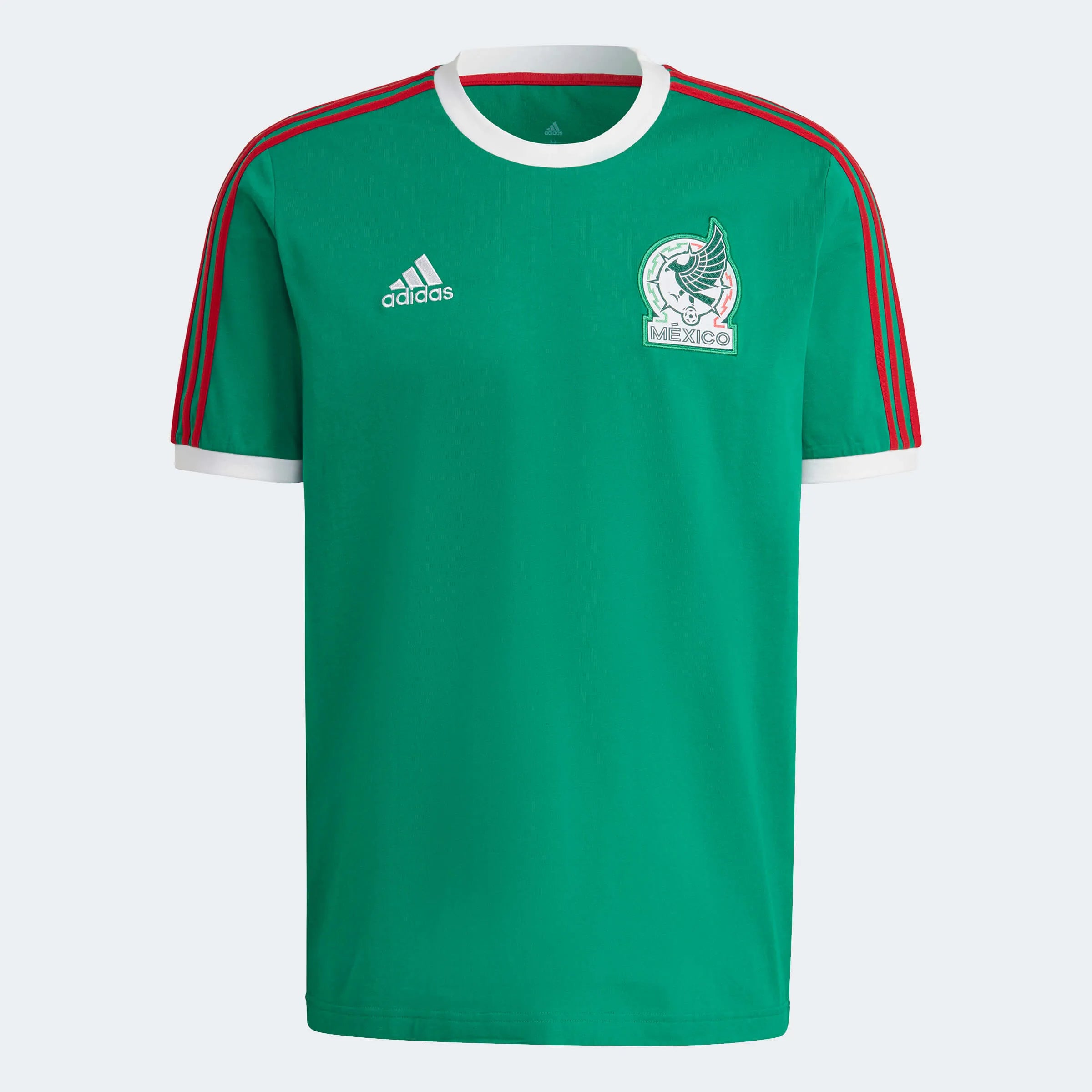adidas 22 Mexico DNA 3 Stripe Tee - Green (Front)
