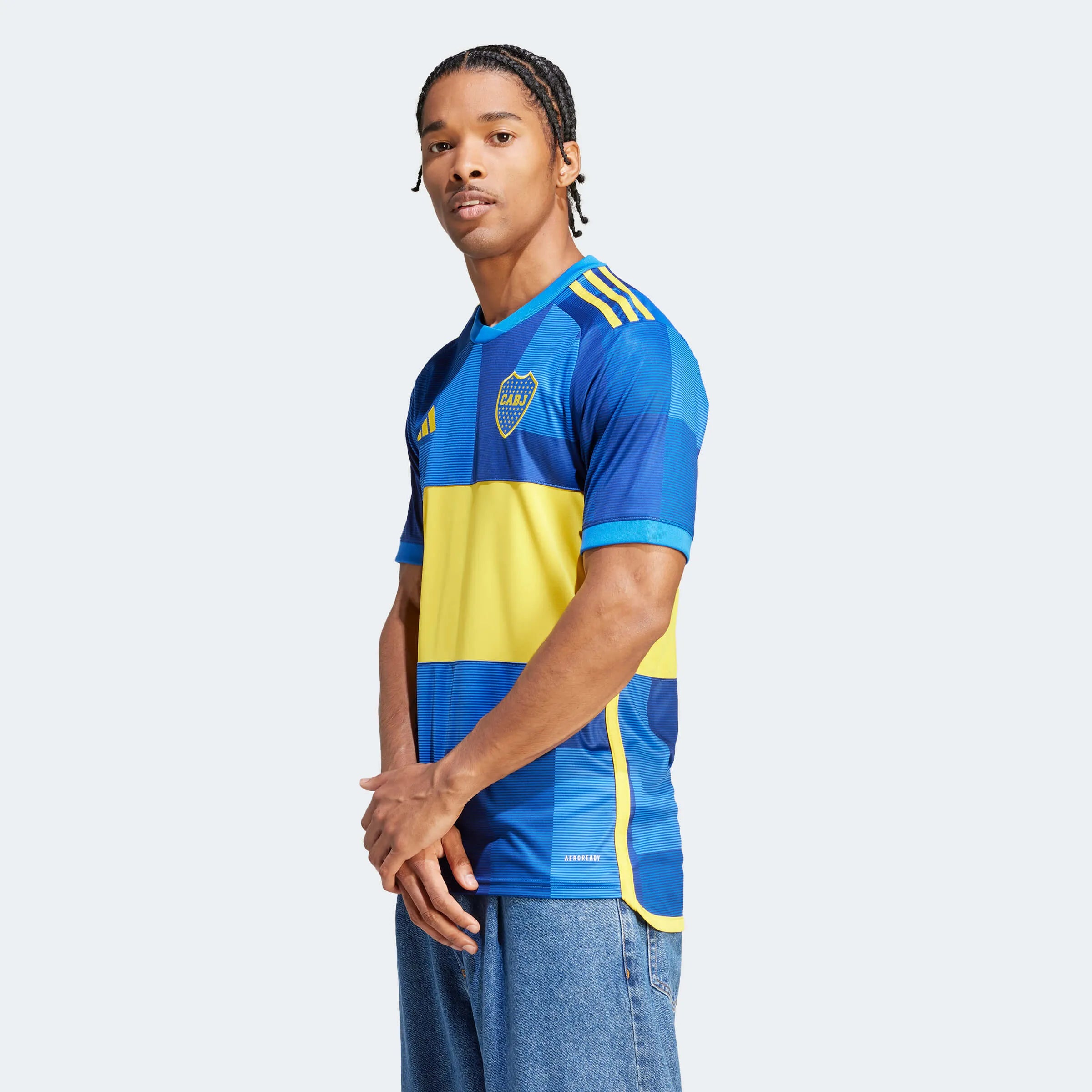 adidas 2023-24 Boca Juniors Men's Stadium Home Jersey (Model - Side)