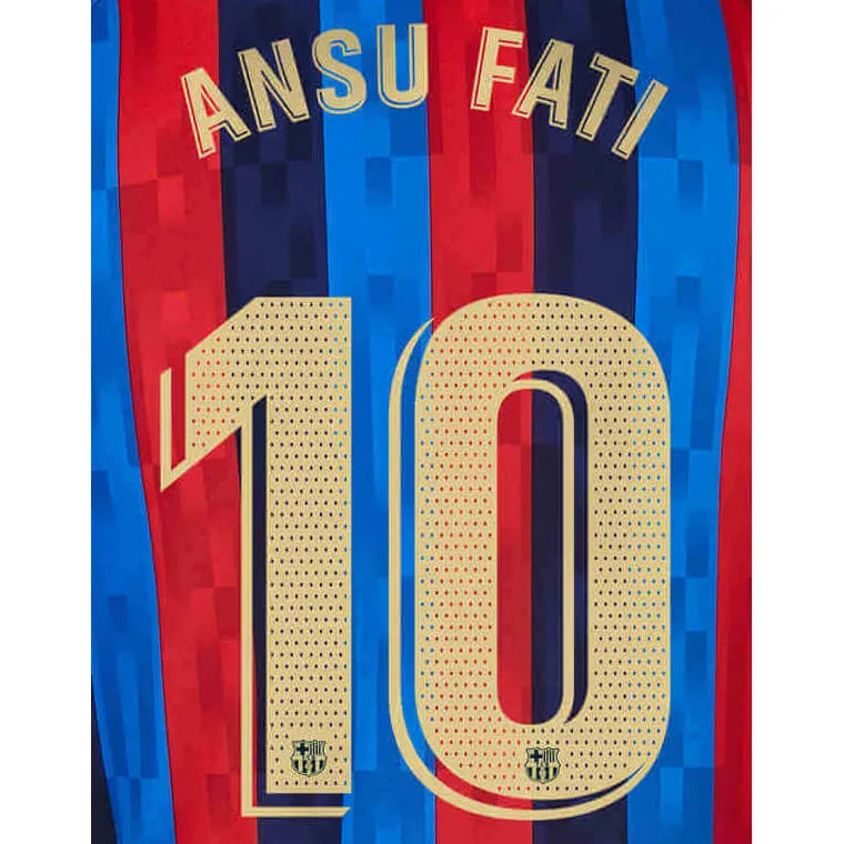 Barcelona 2022/23 Home Ansu Fati #10 Jersey Name Set