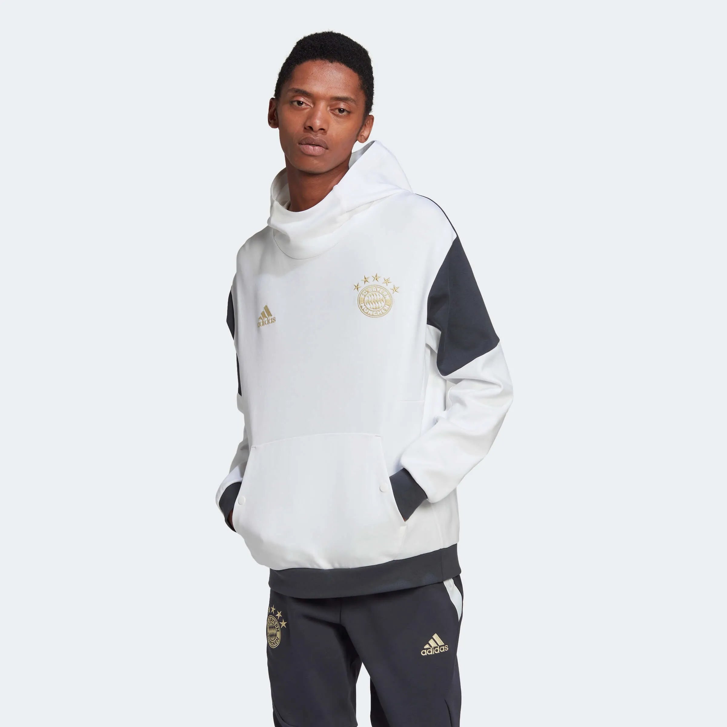 adidas 2022-23 Bayern Munich Travel Hoody - White (Model - Front)