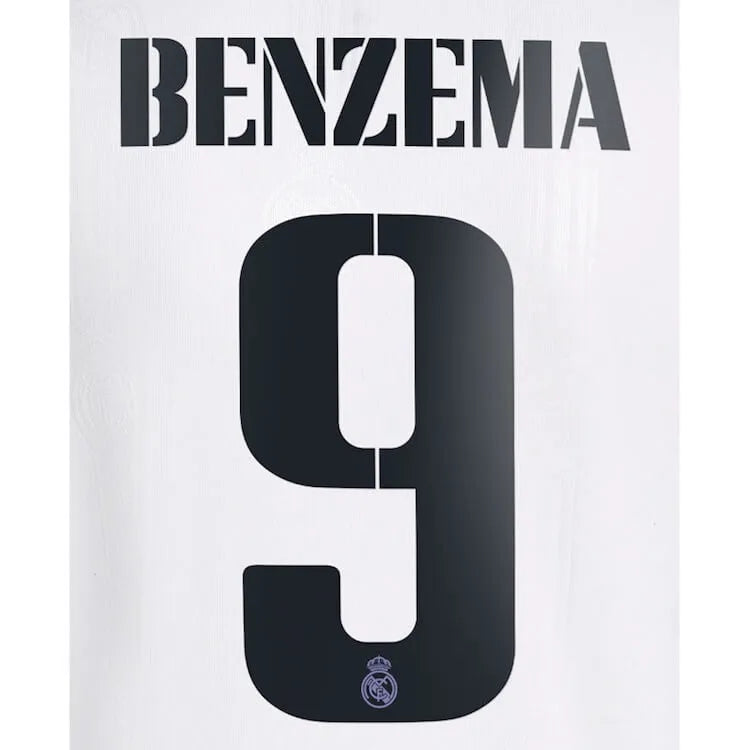 Real Madrid 2022 23 Home Benzema #9 Jersey Name Set (Back)