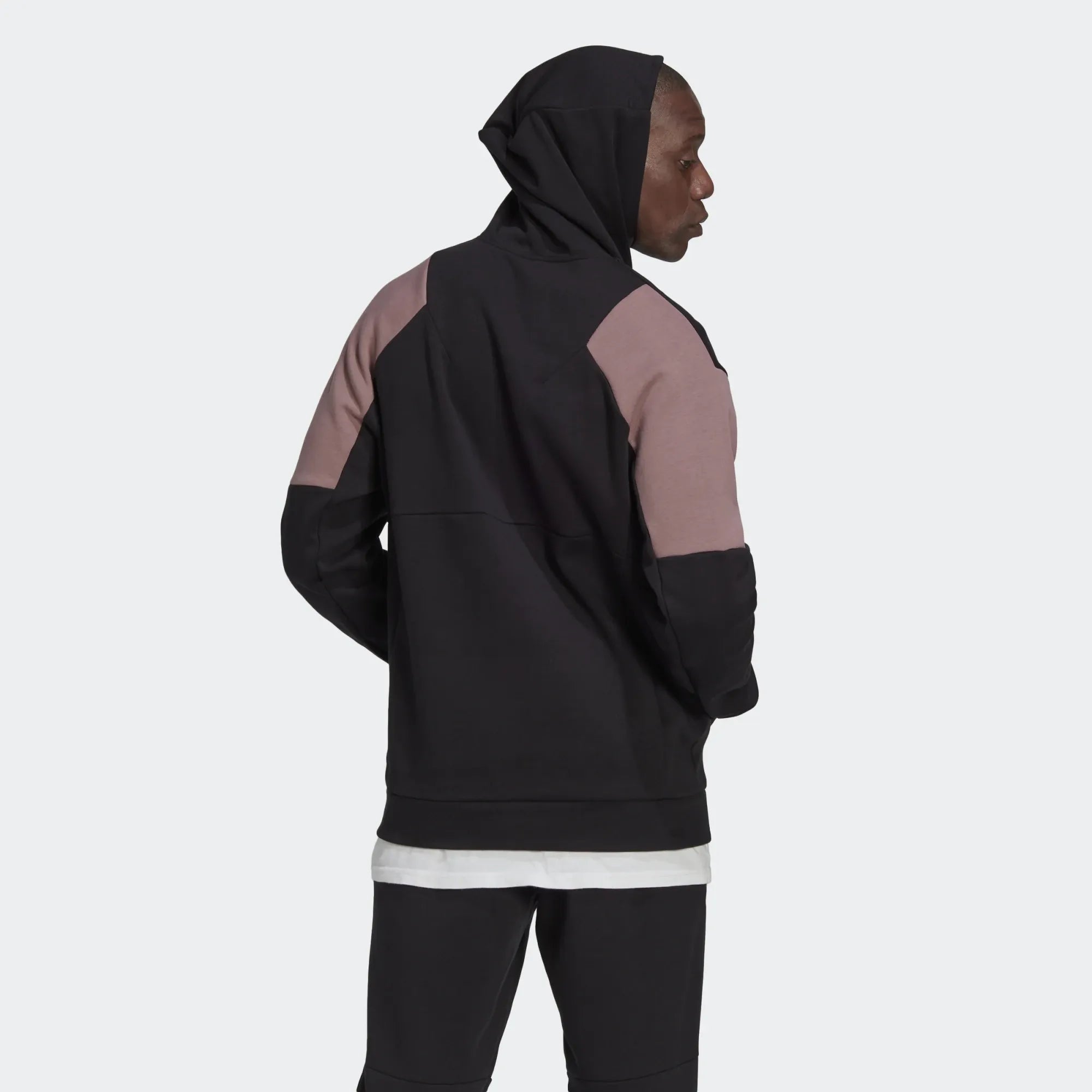 adidas 2022-23 Real Madrid Travel Hoodie - Black-Wonder Oxide (Model - Back)