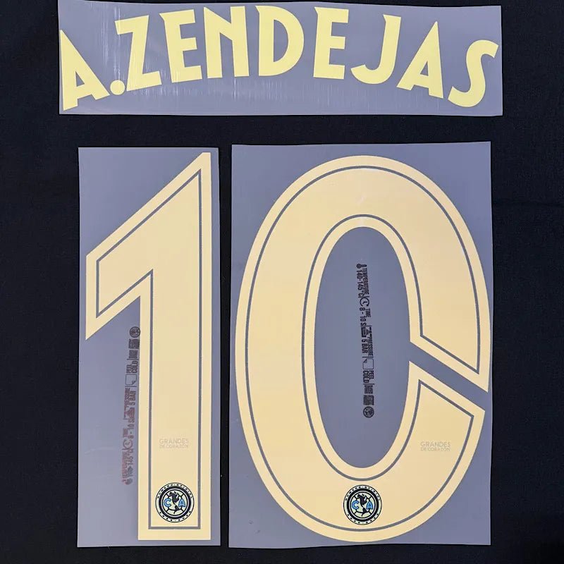 Club America 2025-26 Away A. ZENDEJAS #10 Official Name Set