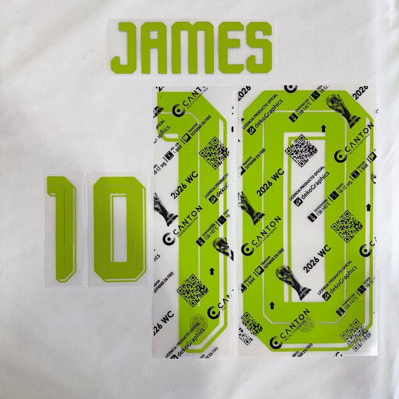 Colombia 2026- Away JAMES #10 Official Jersey Name Set – ProSoccer