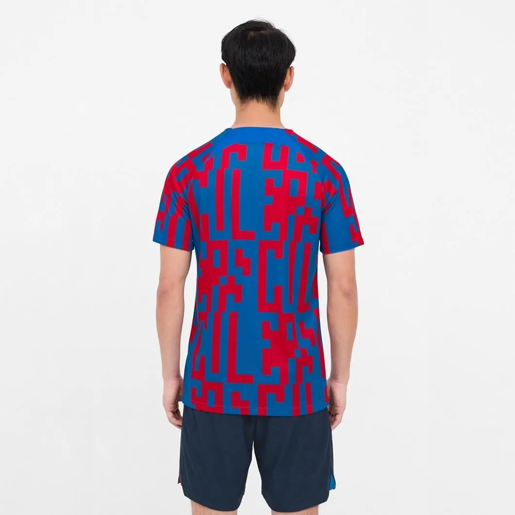 Nike 2022-23 FC Barcelona Pre-Match Jersey - Signal Blue-Red (Model - Back)