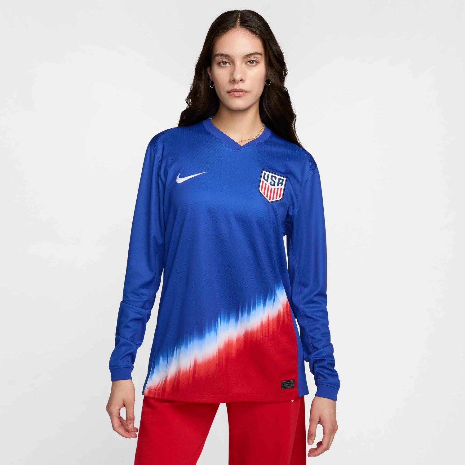 Nike 2024-25 USA Men's Stadium Away Long-Sleeve Jersey (Model - Front)