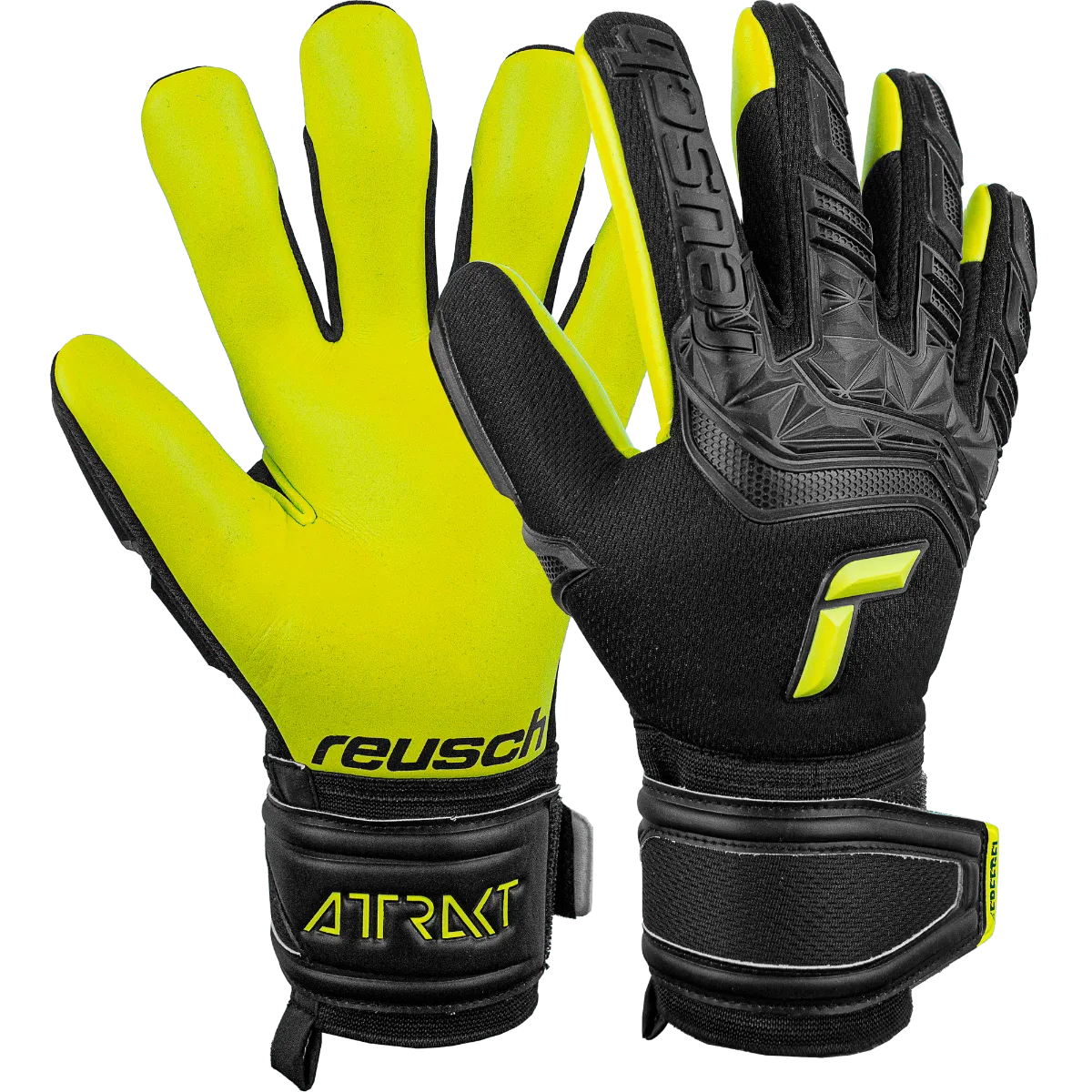 Reusch JR Freegel Silver FingerSave Goalkeeper Gloves - Black-Lime Green (Set)