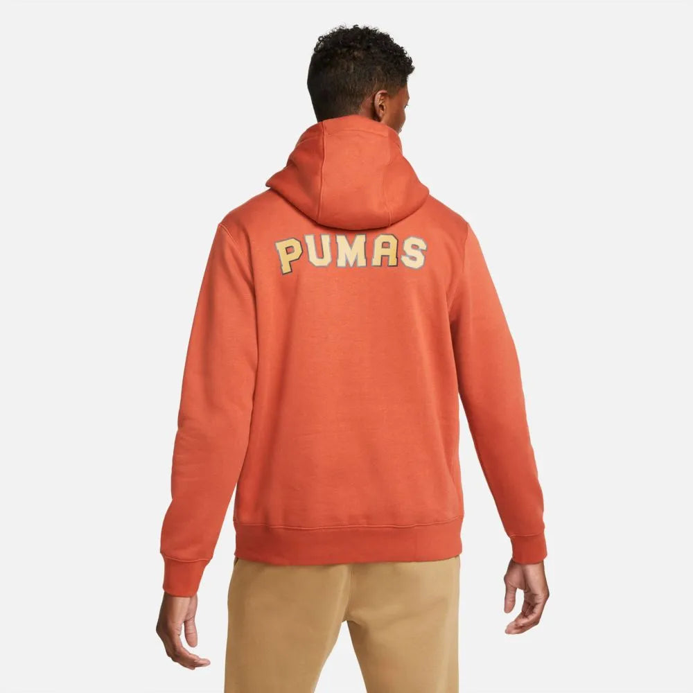 Nike 2021-22 Pumas NSW Pullover Club Hoodie - Firewood Orange (Model - Back)