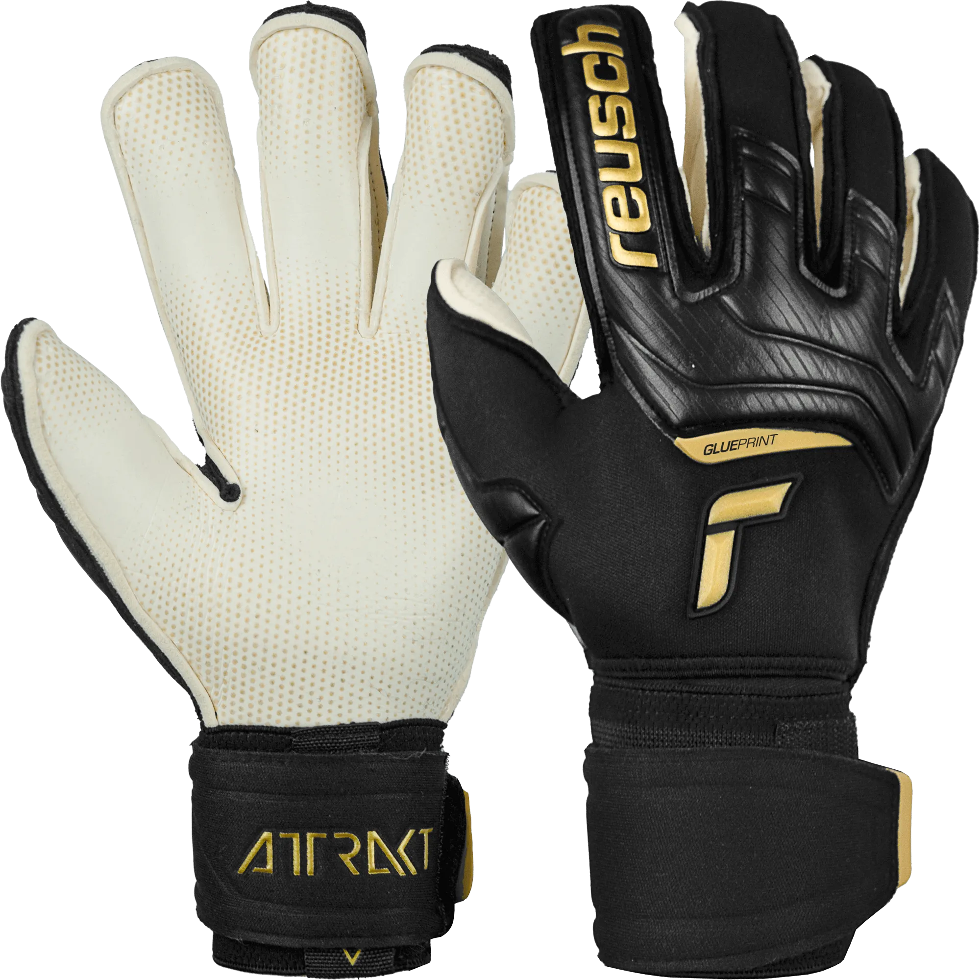 Reusch Attrakt Gold X Glueprint Ortho-Tec Goalkeeper Gloves - Black-Gold (Pair)