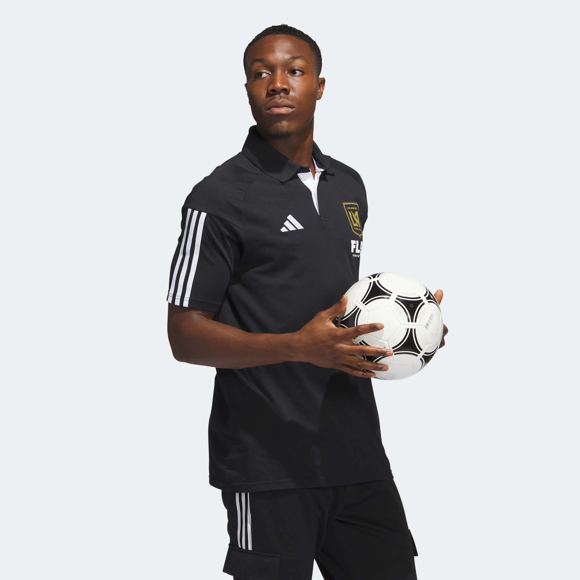 adidas 2023 LAFC Tiro 23 Polo - Black-White (Model - Side)