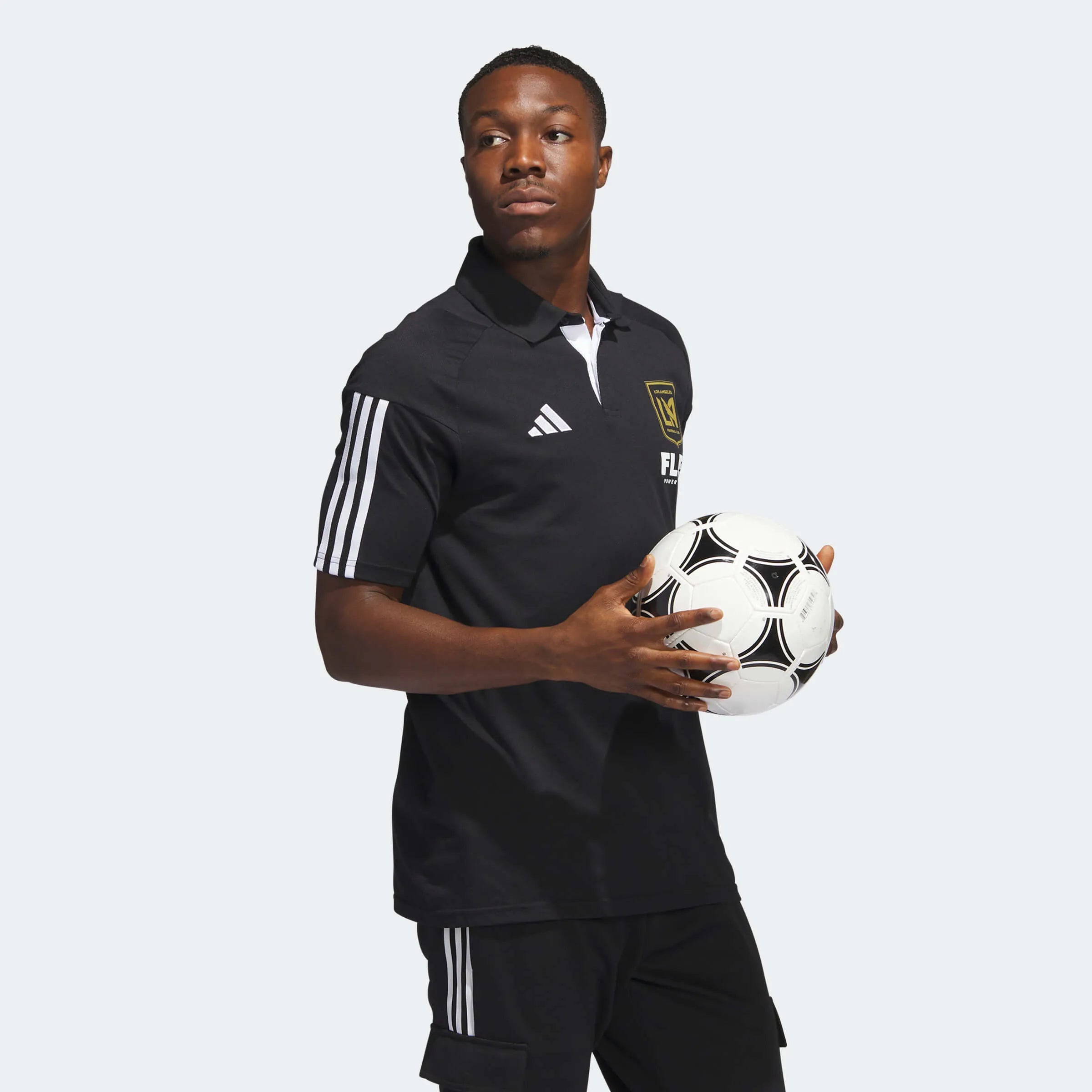 adidas 2023 LAFC Tiro 23 Polo - Black-White (Model - Side)