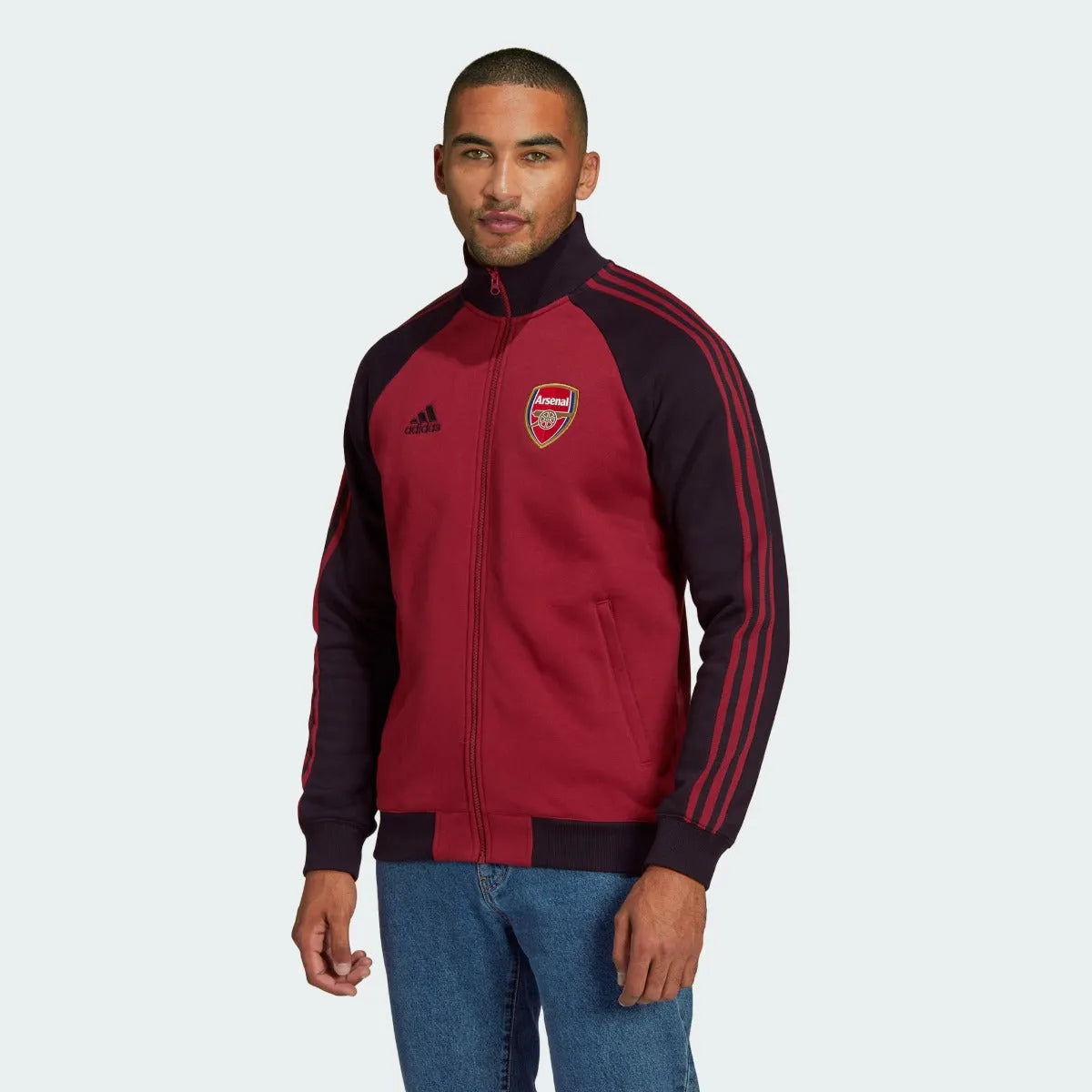 Adidas 2022 Arsenal Anthem Jacket - Noble Maroon-Black (Model - Front)