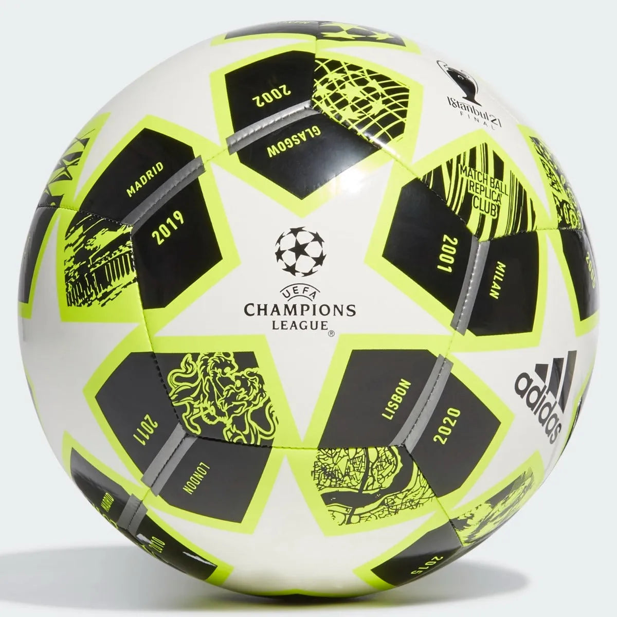 Adidas Finale 21 20TH Anniversary UCL Club Ball - Solar Yellow-White-Black (Back)