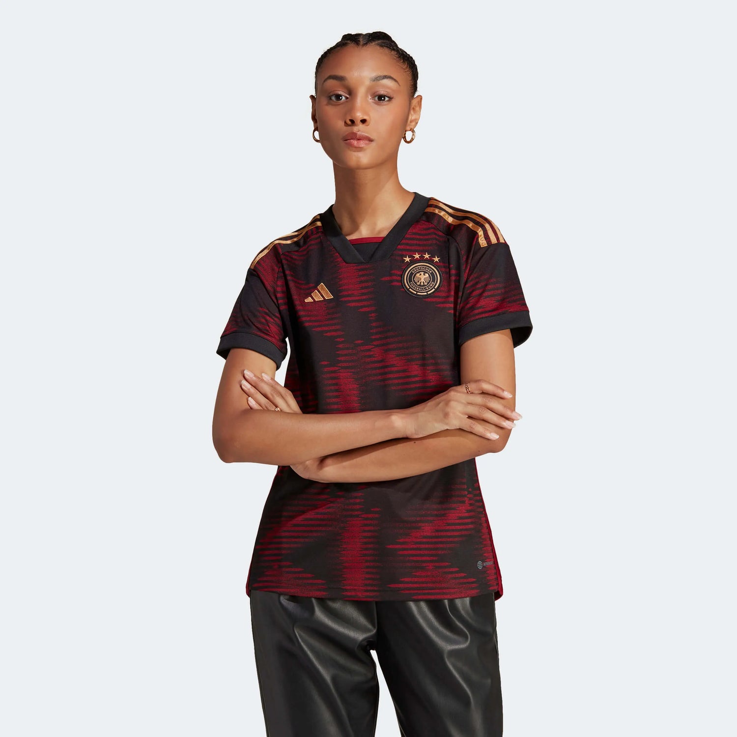 adidas 2022-23 Germany Women's Away Jersey Black (Model - Front)