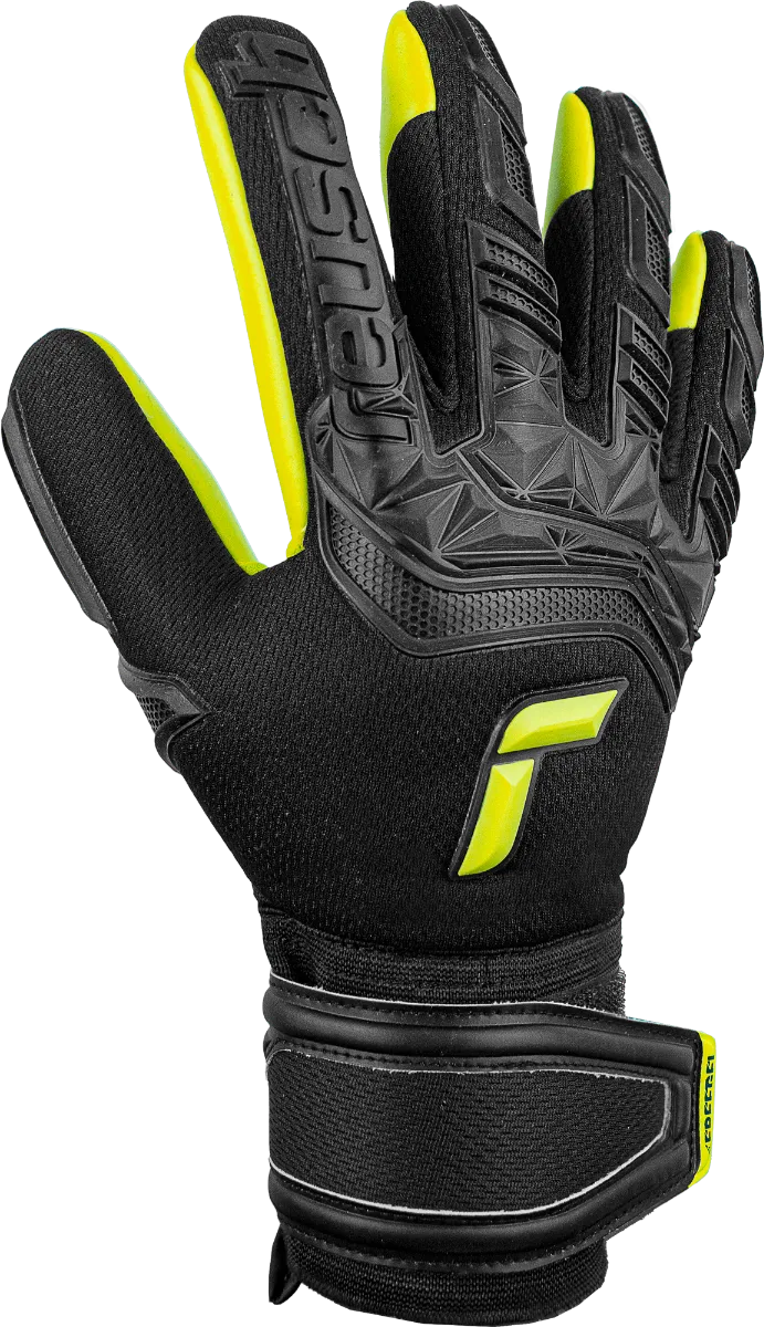 Reusch JR Freegel Silver FingerSave Goalkeeper Gloves - Black-Lime Green (Single - Outer)