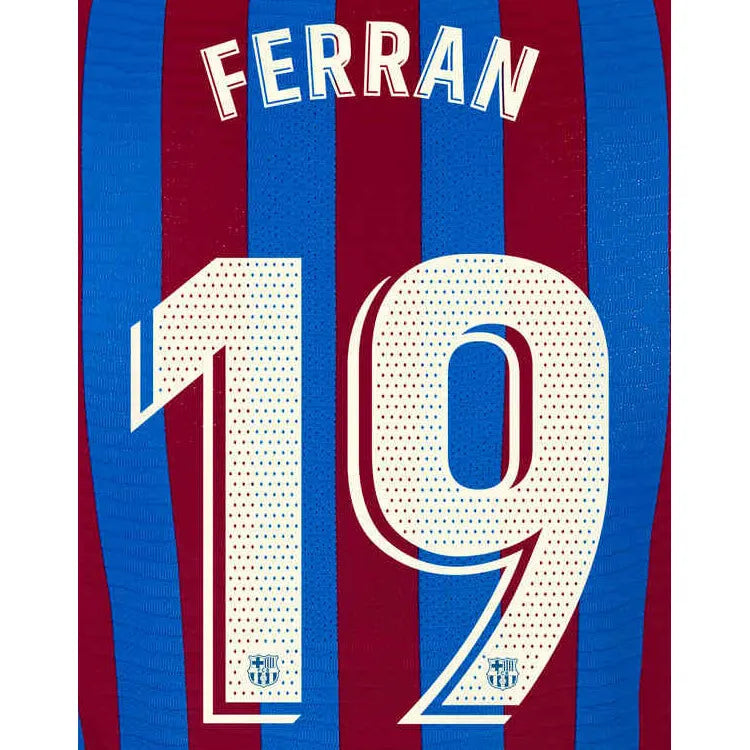 Barcelona 2021/22 Home Ferran #19 Jersey Name Set
