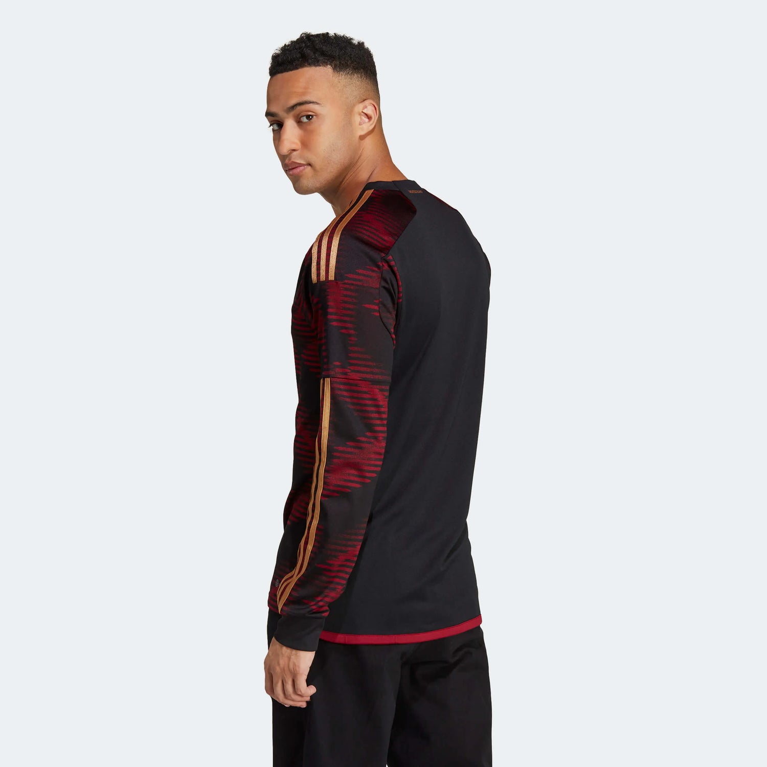 adidas 2022-23 Germany Away Long Sleeve Jersey Black (Model - Back)