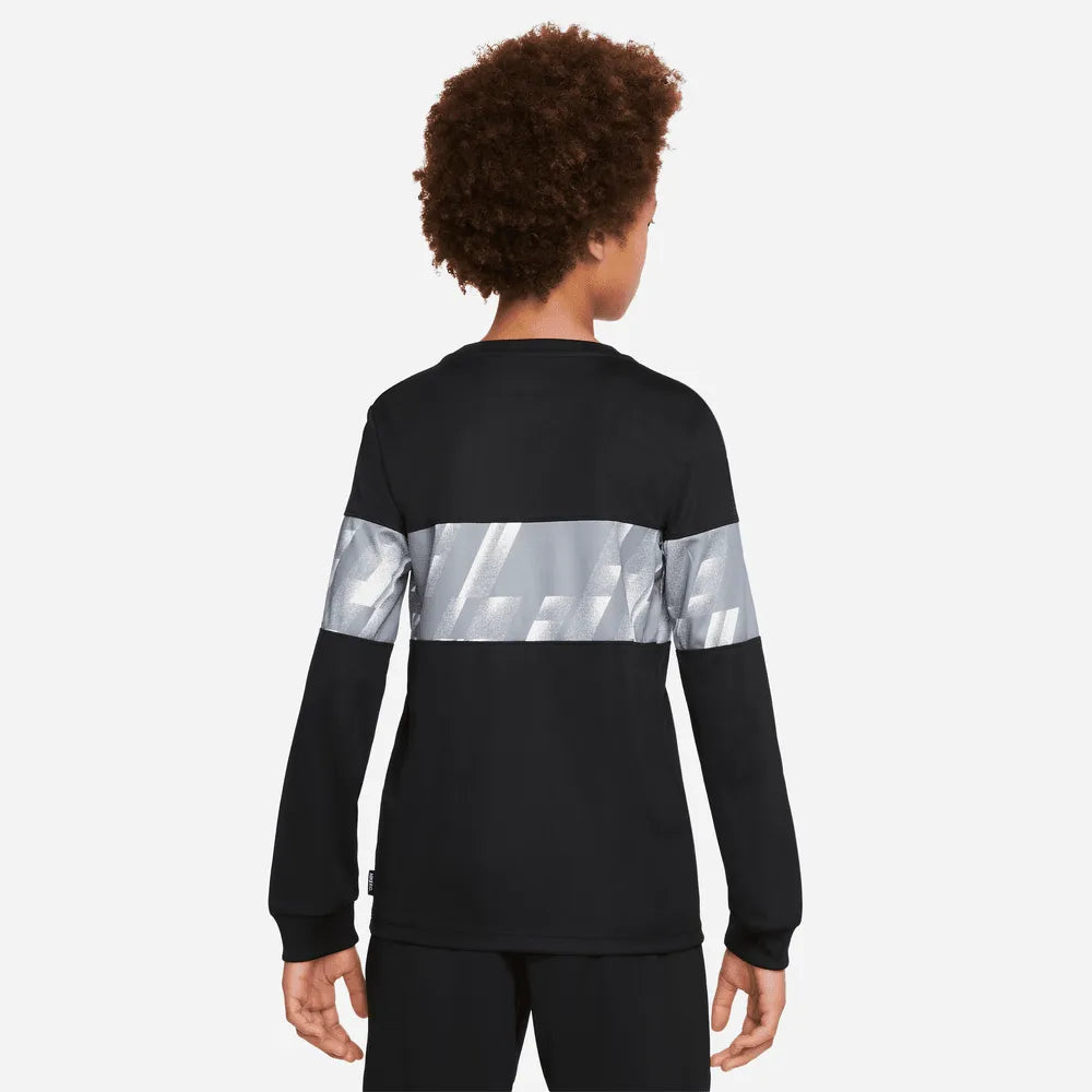 Nike FC 22-23 Youth Libero Top LS - Black-White (Model - Back)