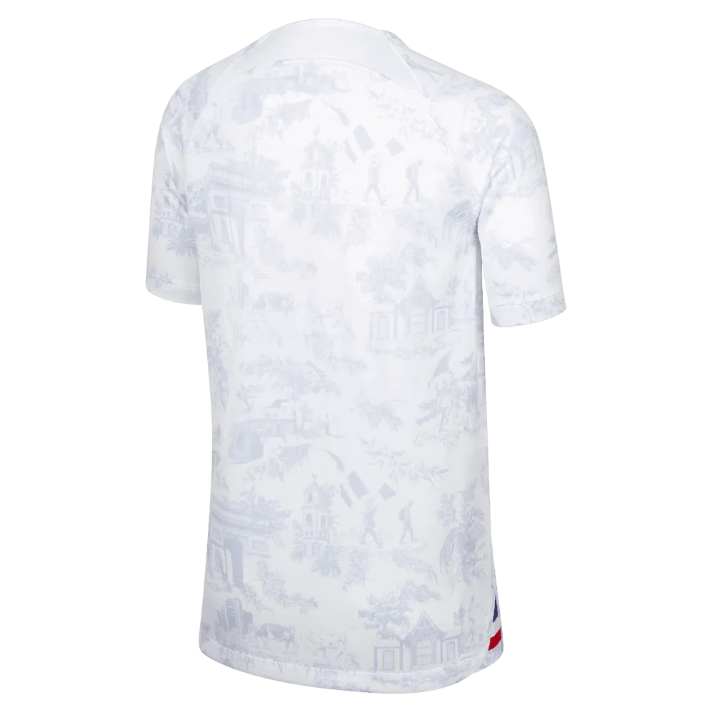 Nike 2022-23 France Away Youth Jersey White-Royal (Back)