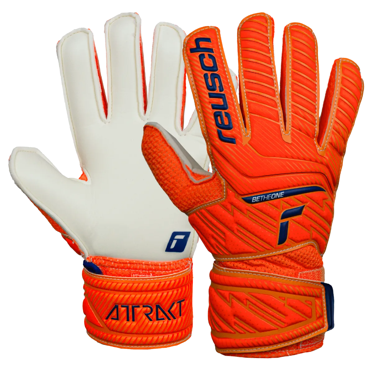 Reusch JR Attrakt Solid Goalkeeper Gloves - Orange-Blue (Pair)