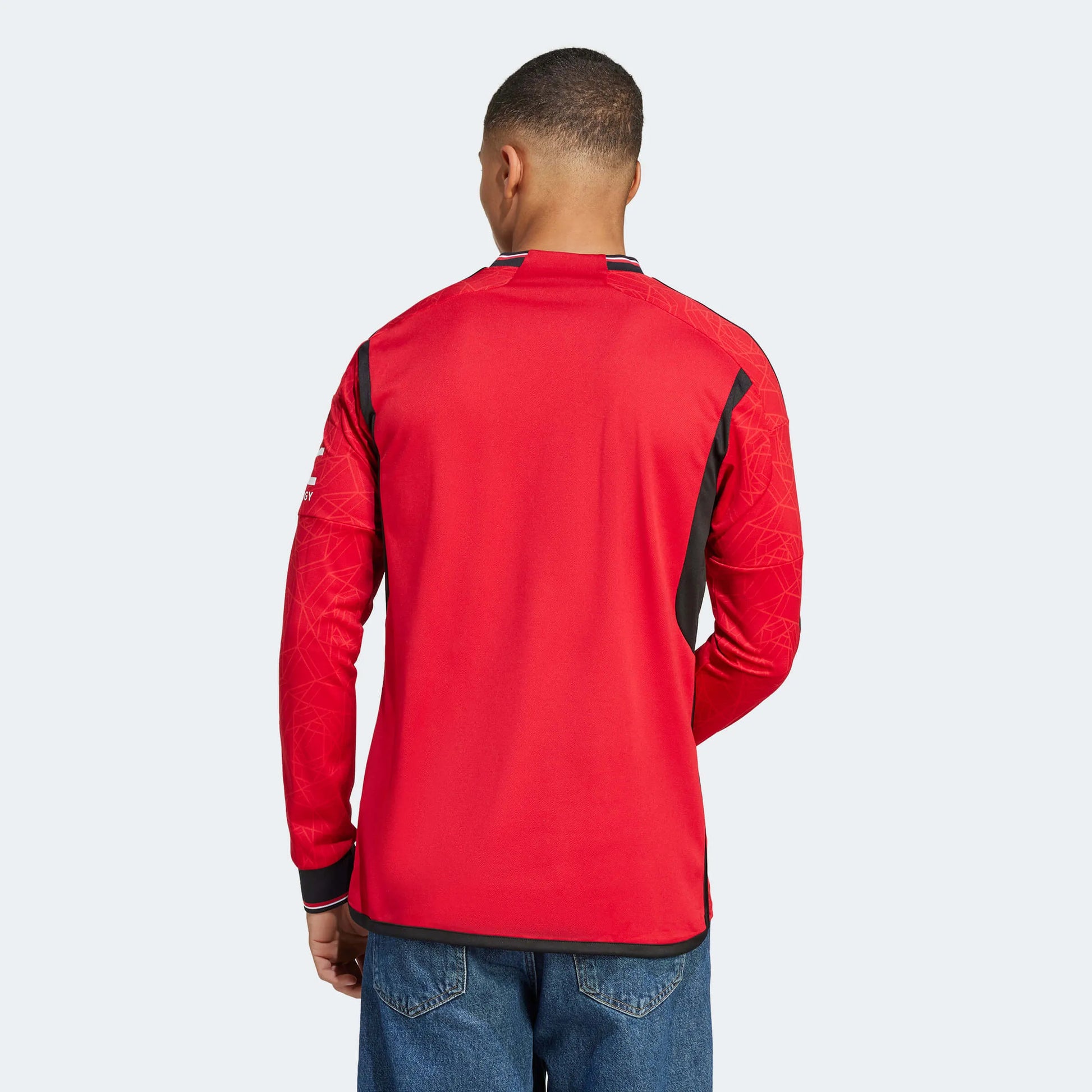 adidas 2023-24 Manchester United Men's Stadium Home Long-Sleeve Jersey (Model - Back)