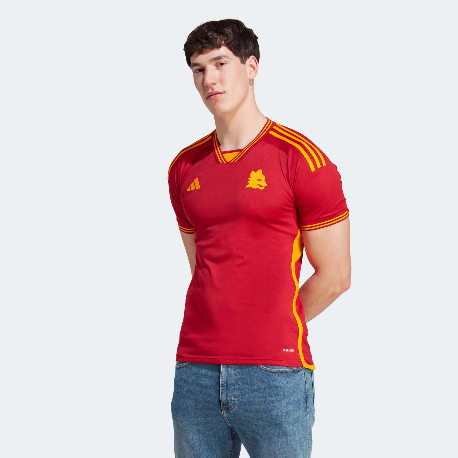 adidas 2023-24 Roma Men's Stadium Home Jersey (Model - Front)