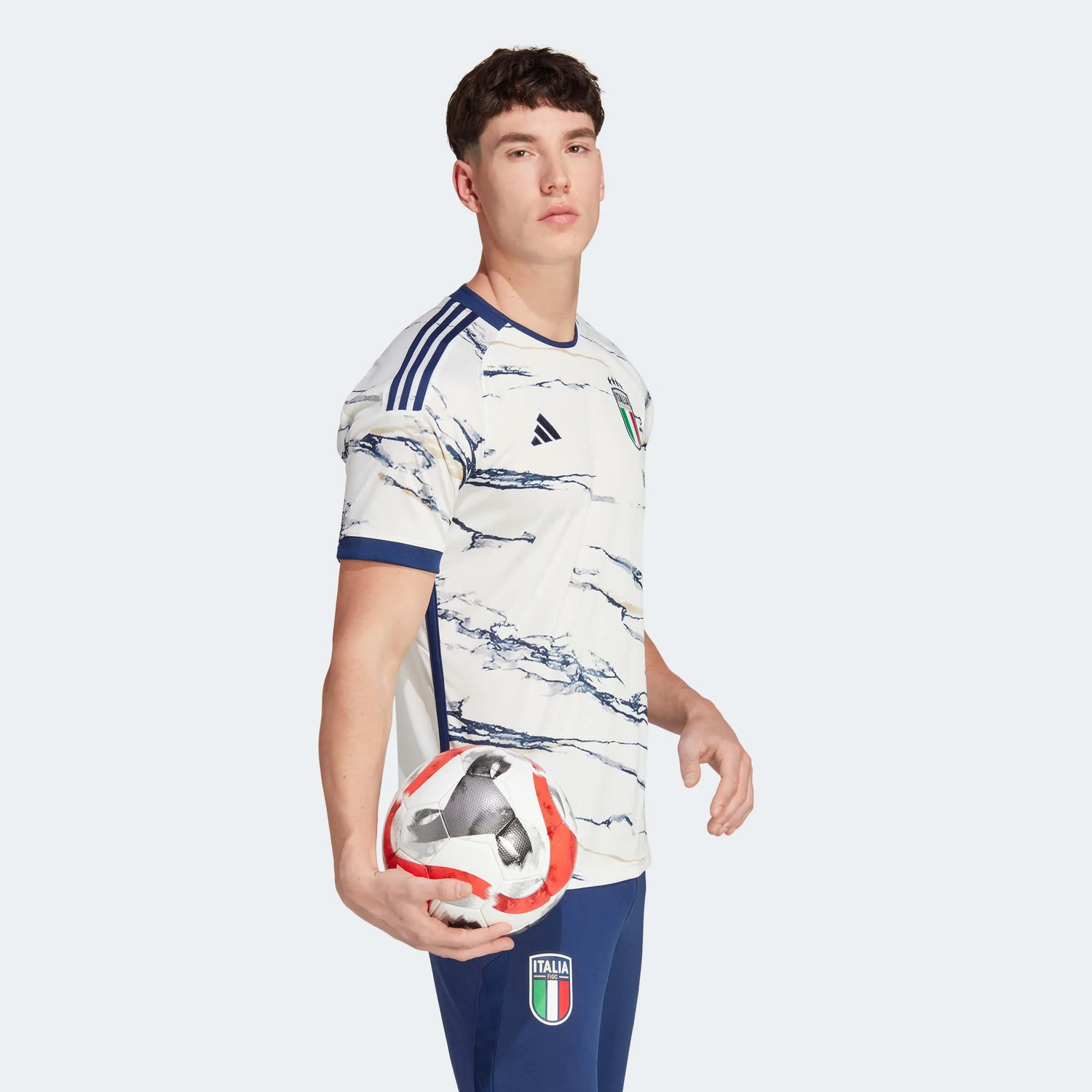 adidas 2023 Italy Away Jersey - White (Model - Side)