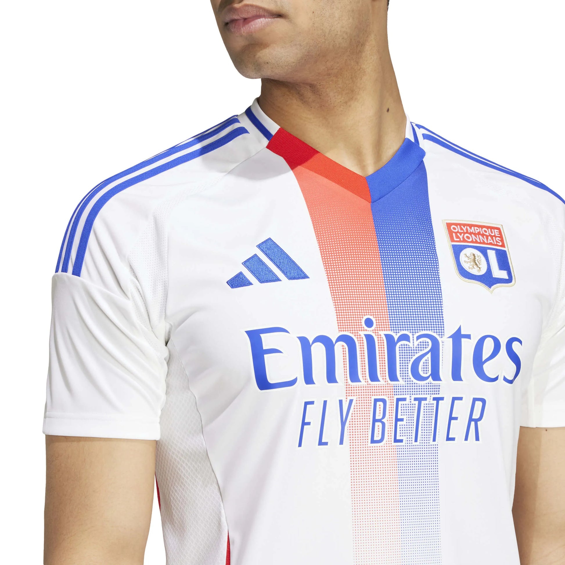 adidas 2024-25 Olympique Lyon Men's Stadium Home Jersey (Detail 1)