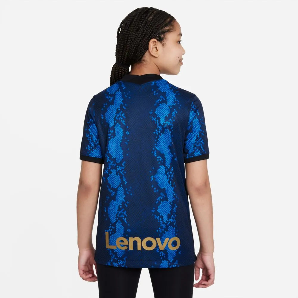 Nike 2021-22 Inter Milan Youth Home Jersey - Blue Spark (Model - Back)