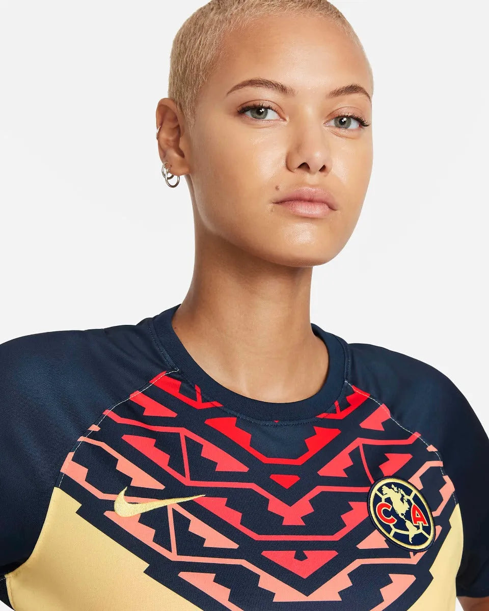 Nike 2021-22 Club America Women Home Jersey - Yellow-Armory Navy (Detail 2)