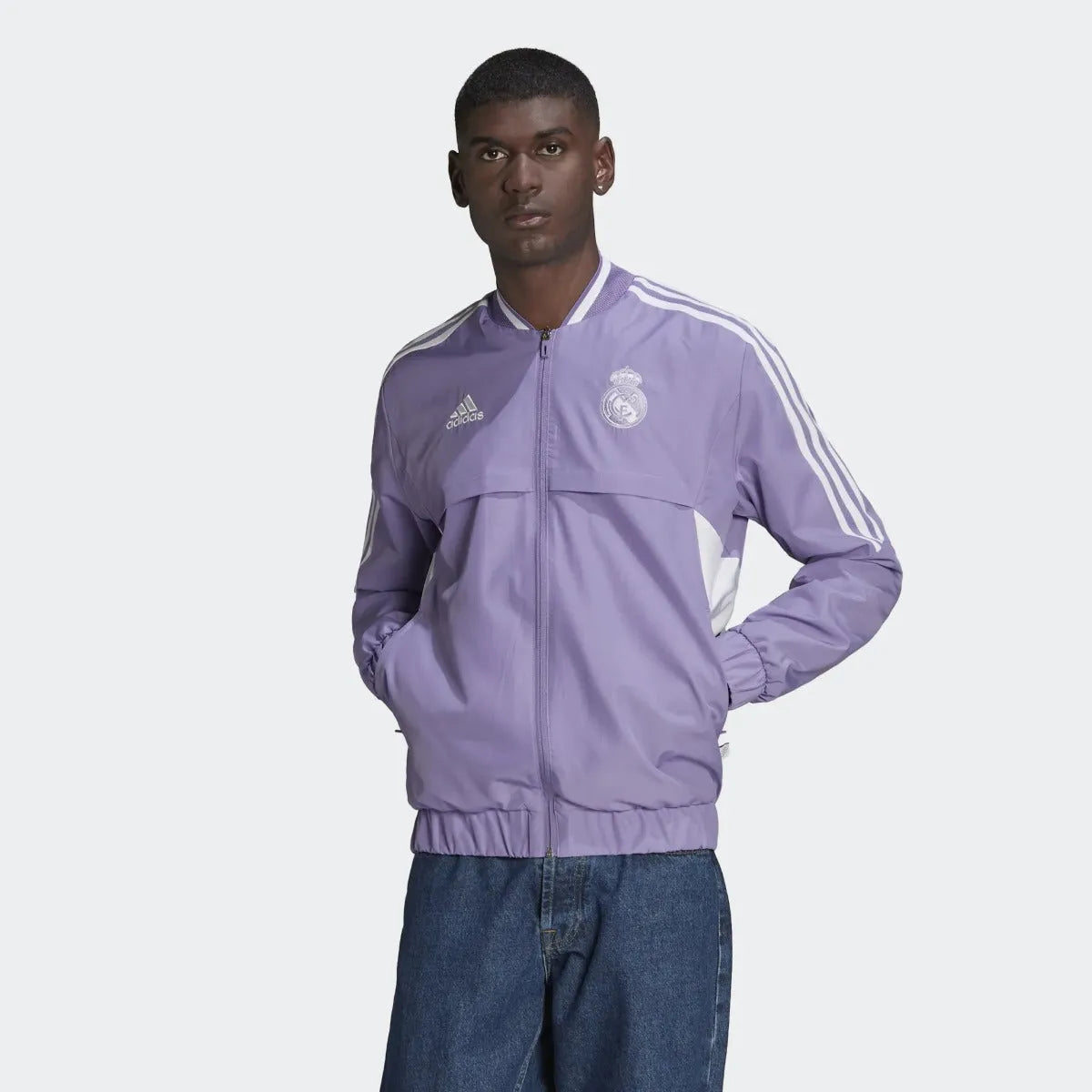 adidas 2022-23 Real Madrid Anthem Jacket - Magic Lilac (Model - Front)