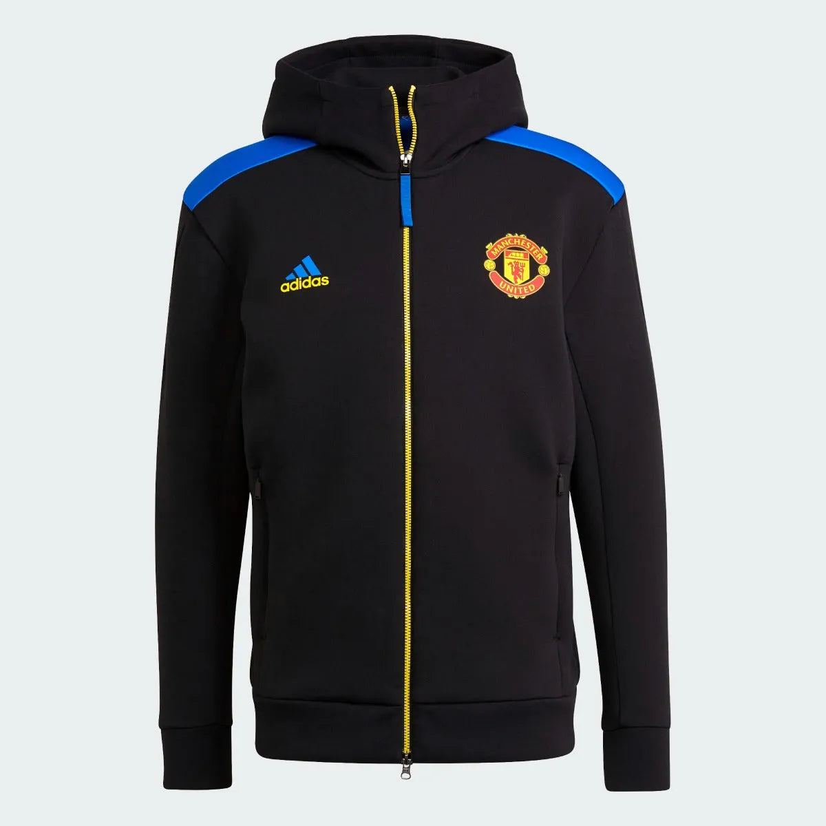 Adidas 2021-22 Manchester United ZNE Jacket - Black-Glow Blue (Front)