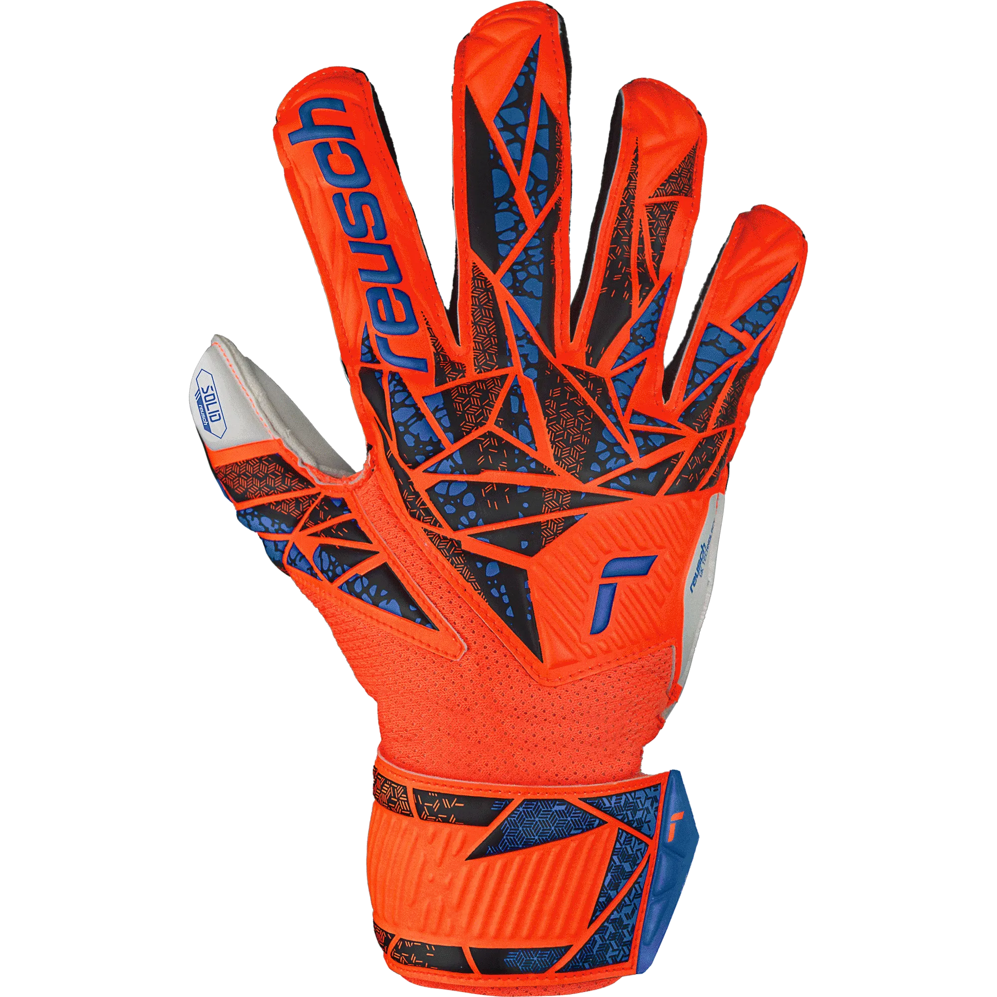 Reusch JR Attrakt Solid FS Goalkeeper Glove Hyper Orange Electric Blue (Single - Outer)