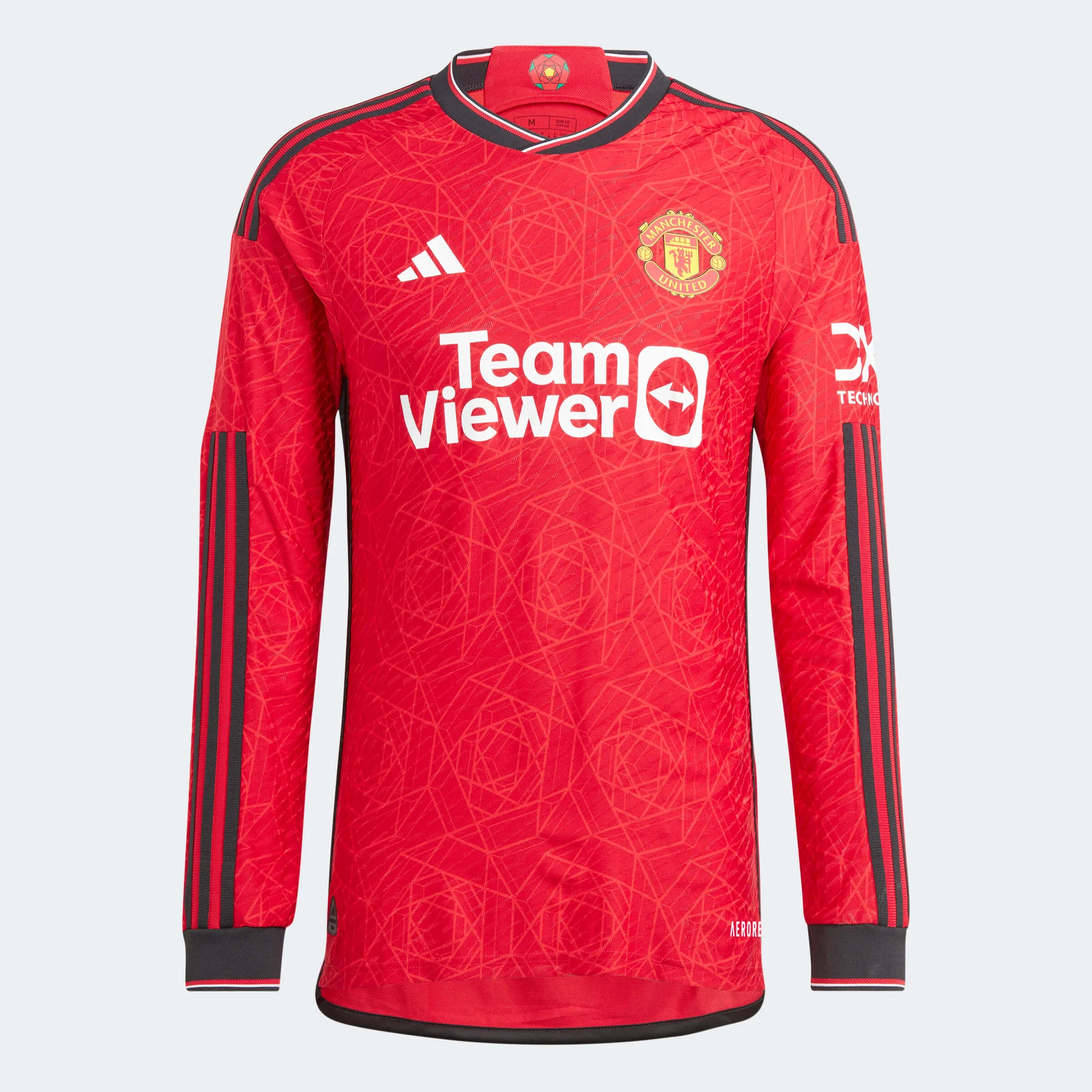 adidas 2023-24 Manchester United Men's Stadium Home Long-Sleeve Jersey (Front)